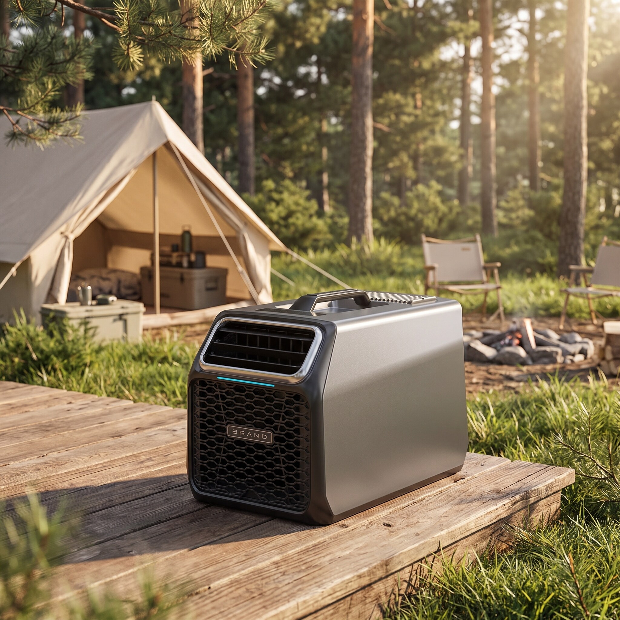 Rbied 1400W Portable Tent Air Conditioner Cooler Heater Fan for Camping Truck RV Compact Dark Grey