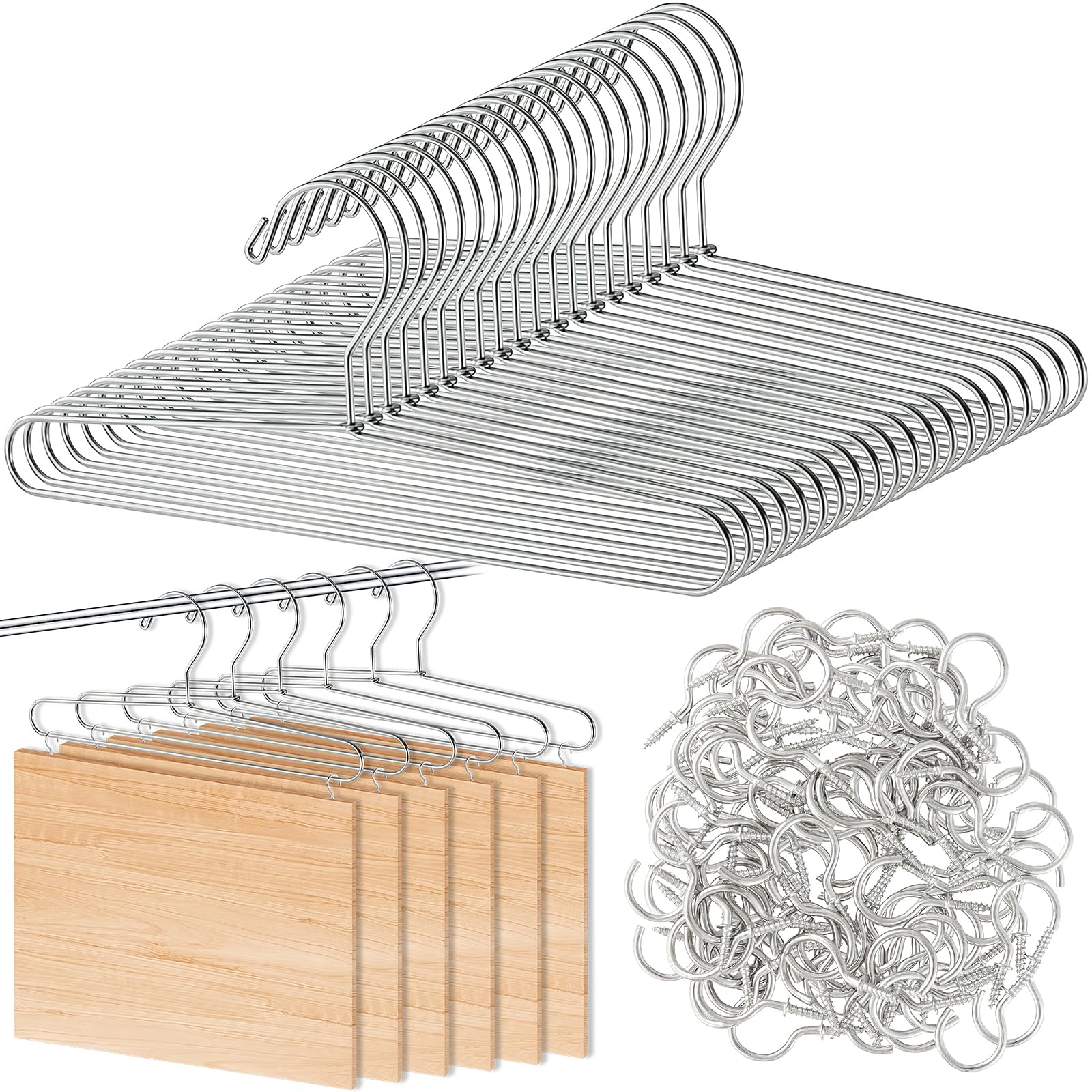 SenQWFa  20 Pack Cabinet Door Painting Hanger Drying Rack with 100 Screw In Cup Hooks Fits Various Cabinet Doors and Wood Panels for Indoor and