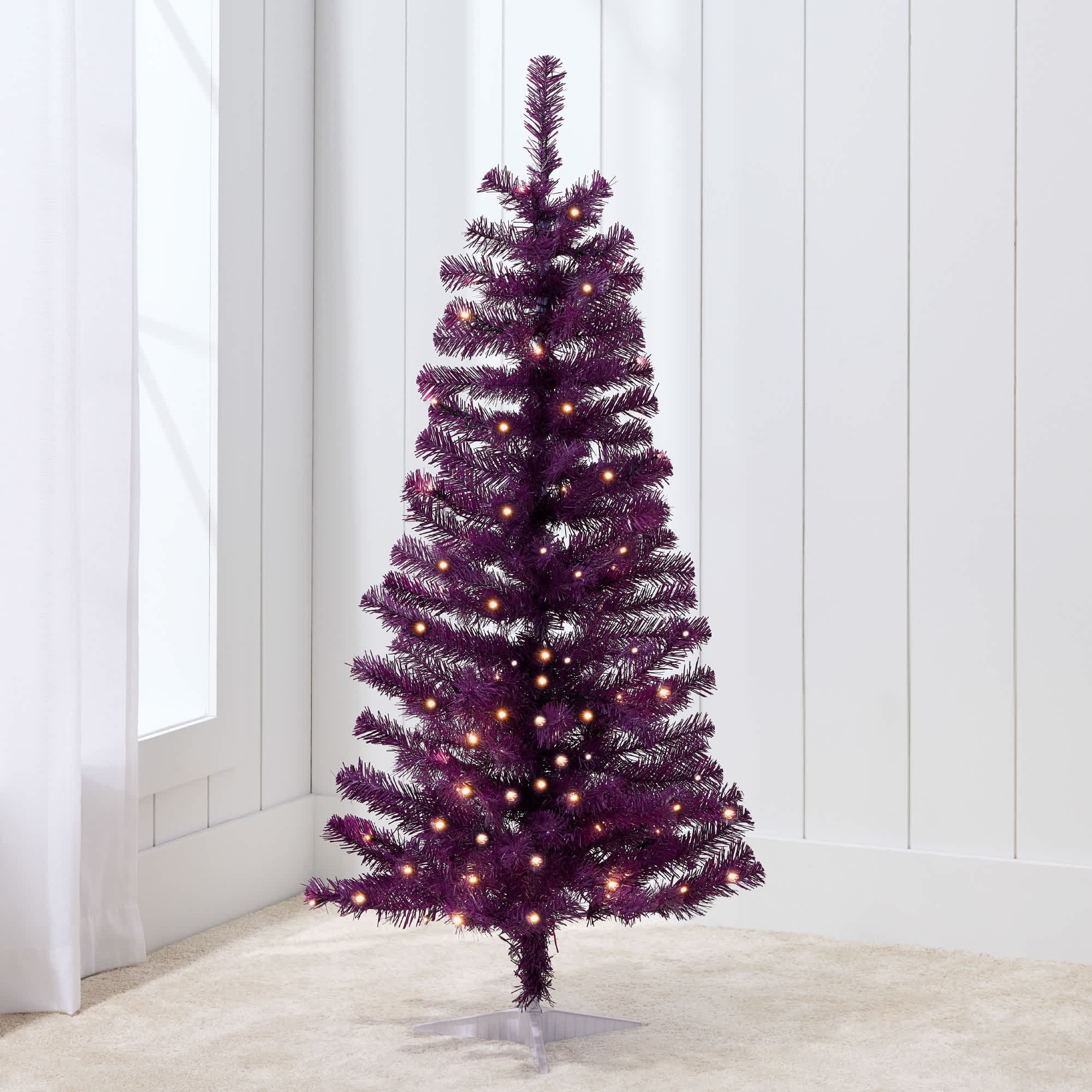 Best Choice Products SKY8240 4ft Prelit Colored Christmas Tree Artificial Tree Holiday Decor w/ LED Lights - Purple