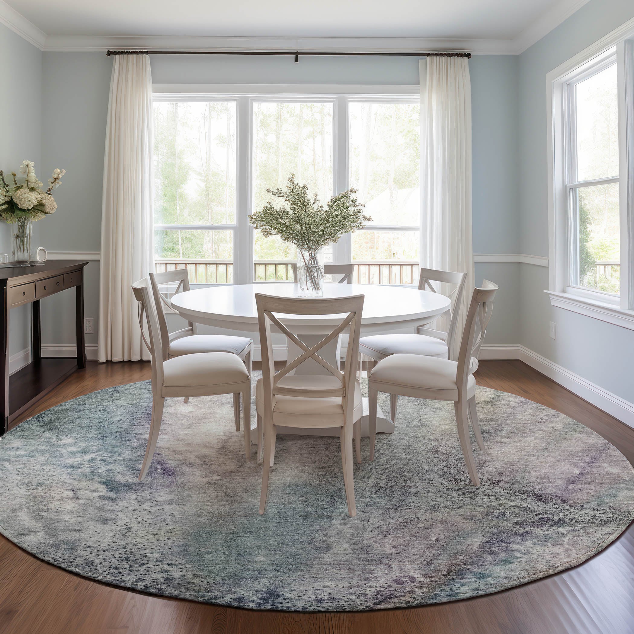 Addison Rugs ACN505IV8RO Chantille ACN505IV 8 x 8 (ft) Polyester Ivory Round Indoor/Outdoor Abstract Machine washable Area rug