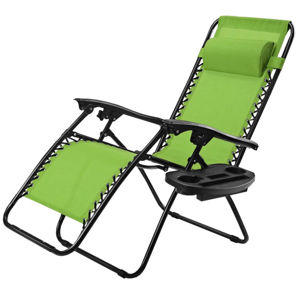 Green Steel Zero Gravity Reclining Lounge Chair with Cup Holder