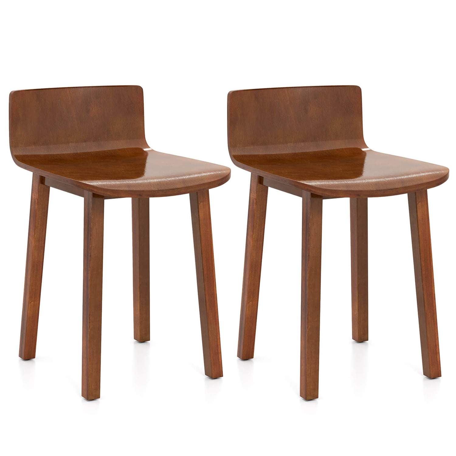 Costway -  Dining Chairs Set of 2 with Acacia Wood Legs Curved Seat and Low Back for Home