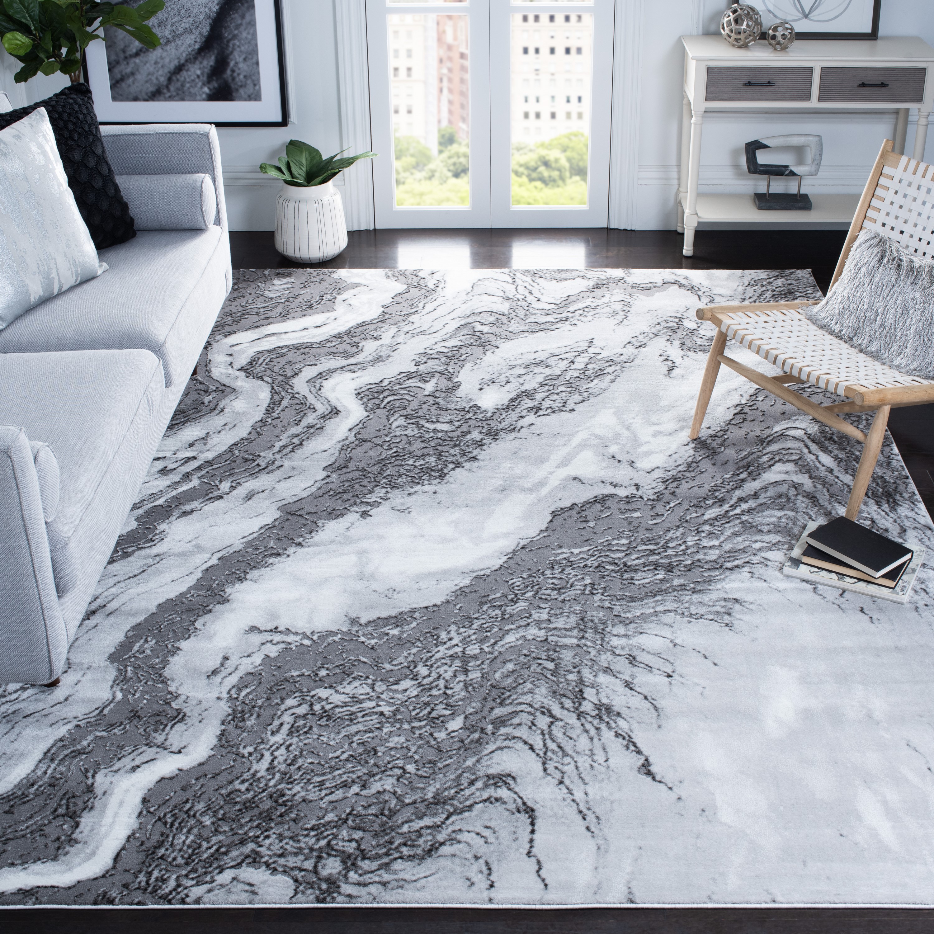 Safavieh CFT844F-8 Craft Mardi 8 x 10 (ft) Loomed Polypropylene Light Gray/Gray Rectangular Indoor Geode Area rug