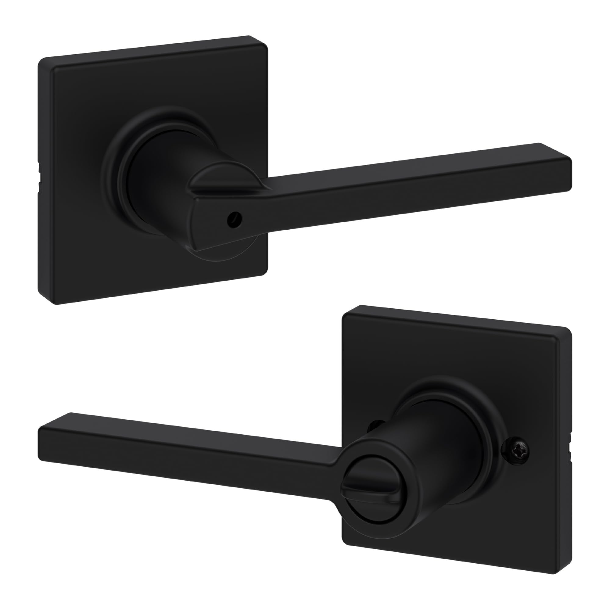 Numhew 1.375in to 1.75in Thick 1-Lever Matte Black Privacy Door Handle