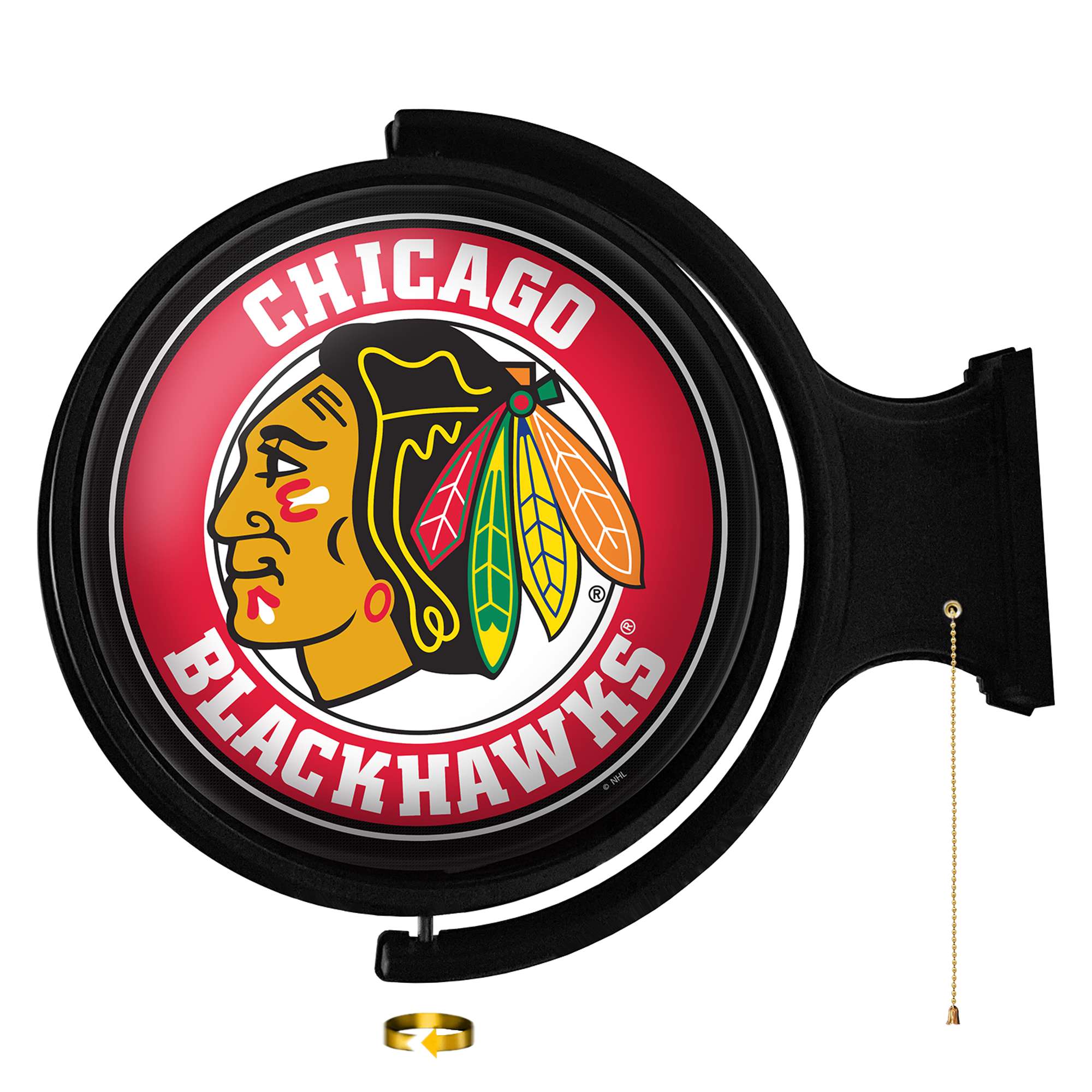 The Fan-Brand NHCHIC-115-01 Chicago Blackhawks Rotating Wall Lights 23-in Constant LED Game Room Lighted Sign