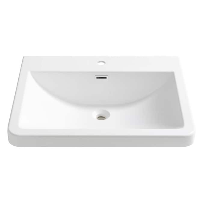 Fresca Milano Whites Acrylic Drop In, White Drop In Rectangular Bathroom Sink With Overflow