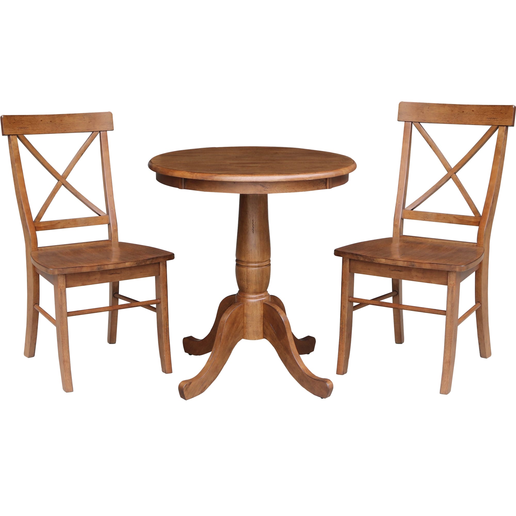 International Concepts K42-30RT-C613-2 Distressed Oak Traditional Dining Room Set with Round Table ( Seats 2 )