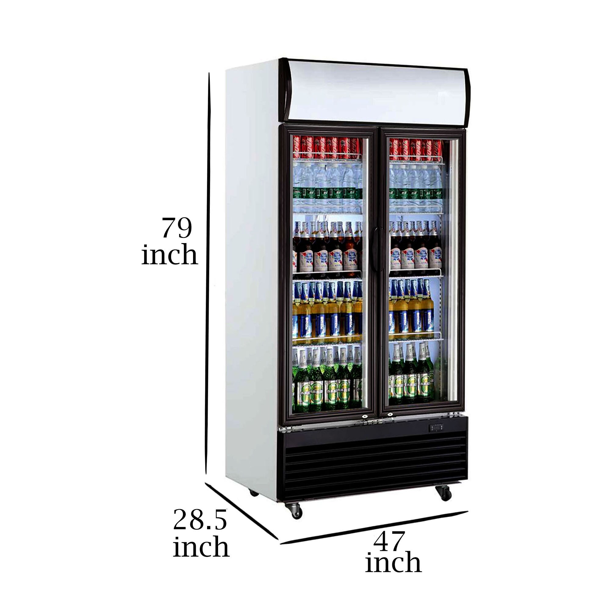 Koolmore 45 in. W 35 Cu. ft. Commercial Upright Display Refrigerator with 2 Swing Glass Door Beverage Cooler in Black