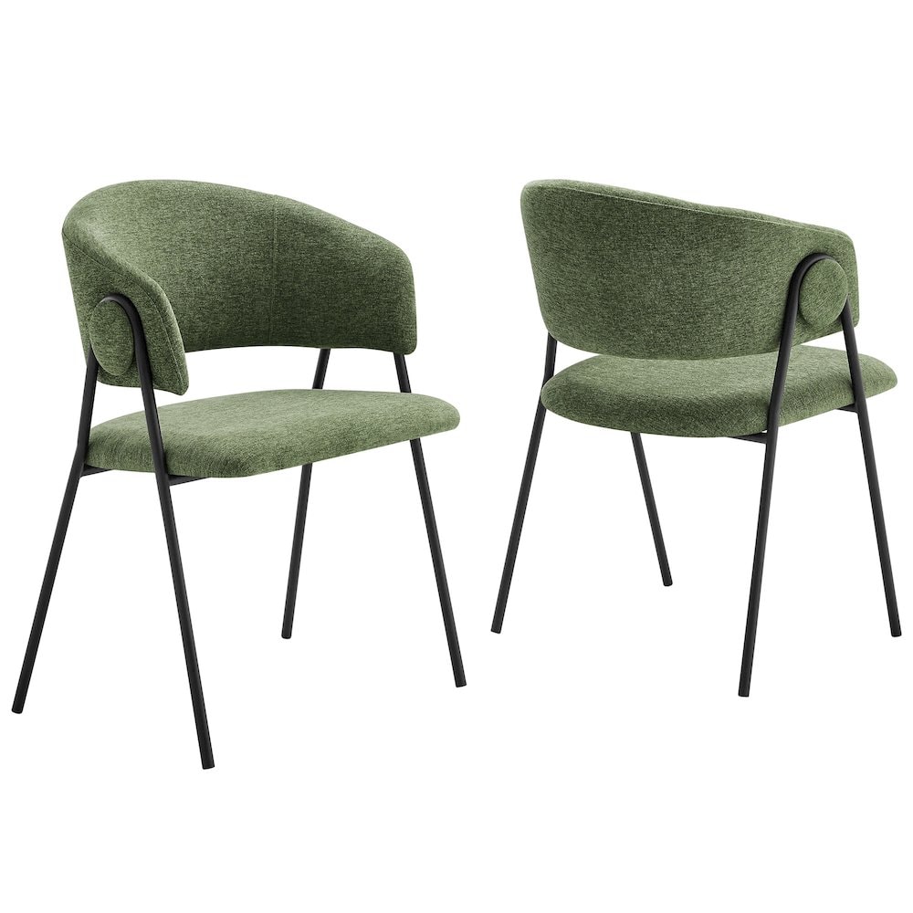 Modway BG3811013 Nella Upholstered Heathered Chenille Dining Chairs Set of 2