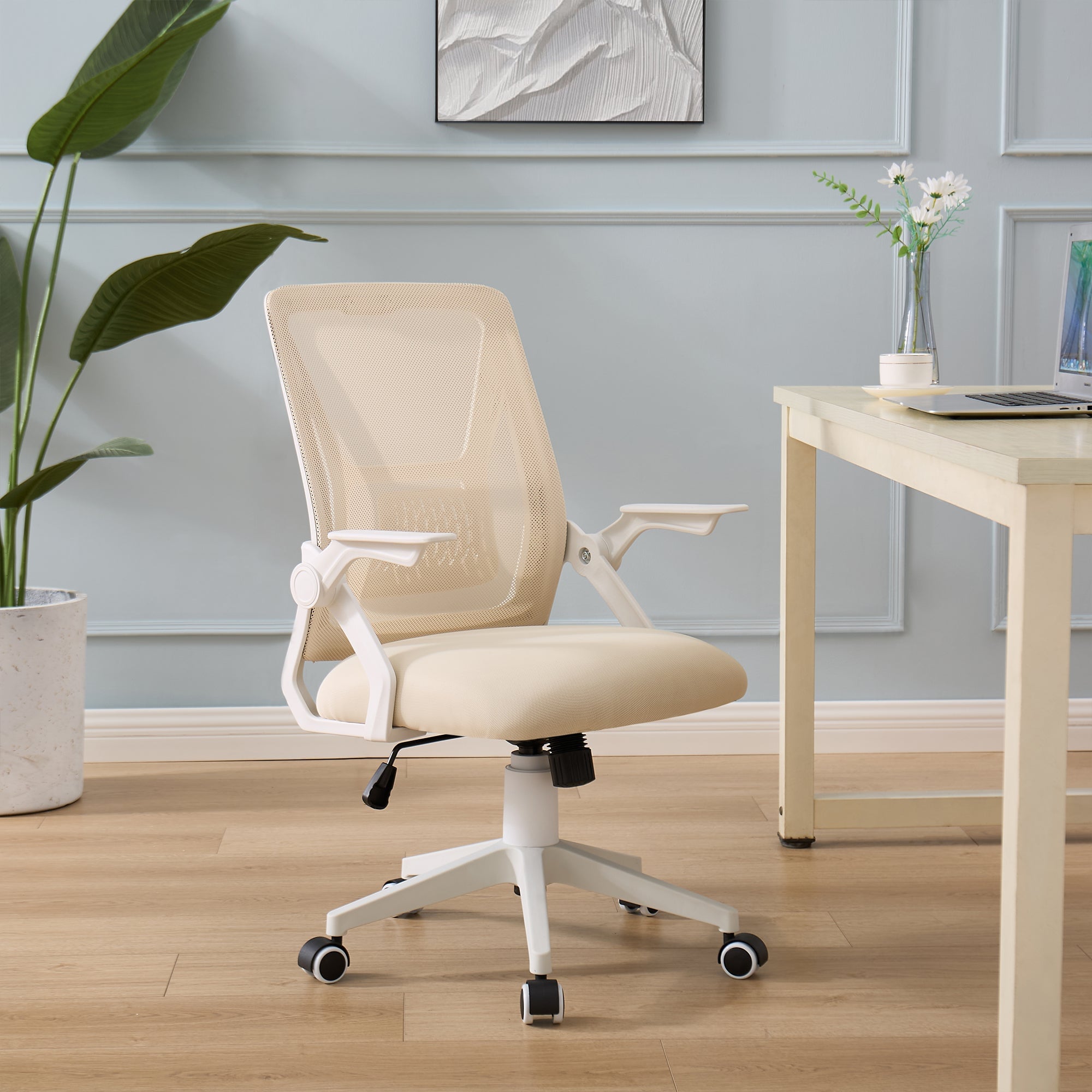 Vecelo LOE-OC01-BGE Height Adjustable Office Chair Ergonomic Mid Back Computer Desk Chair