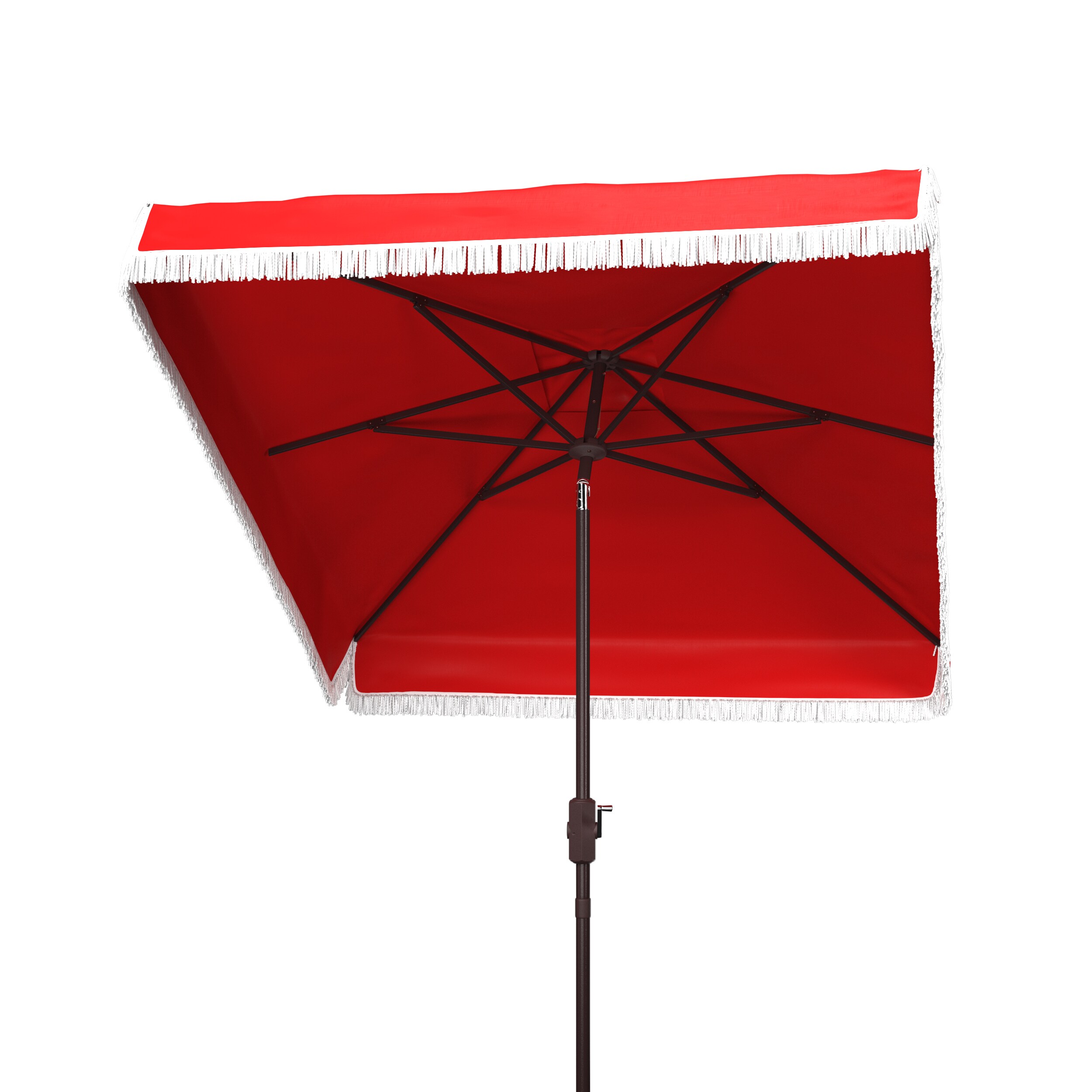 Milan Red Fringe 7.5' Square Crank Umbrella