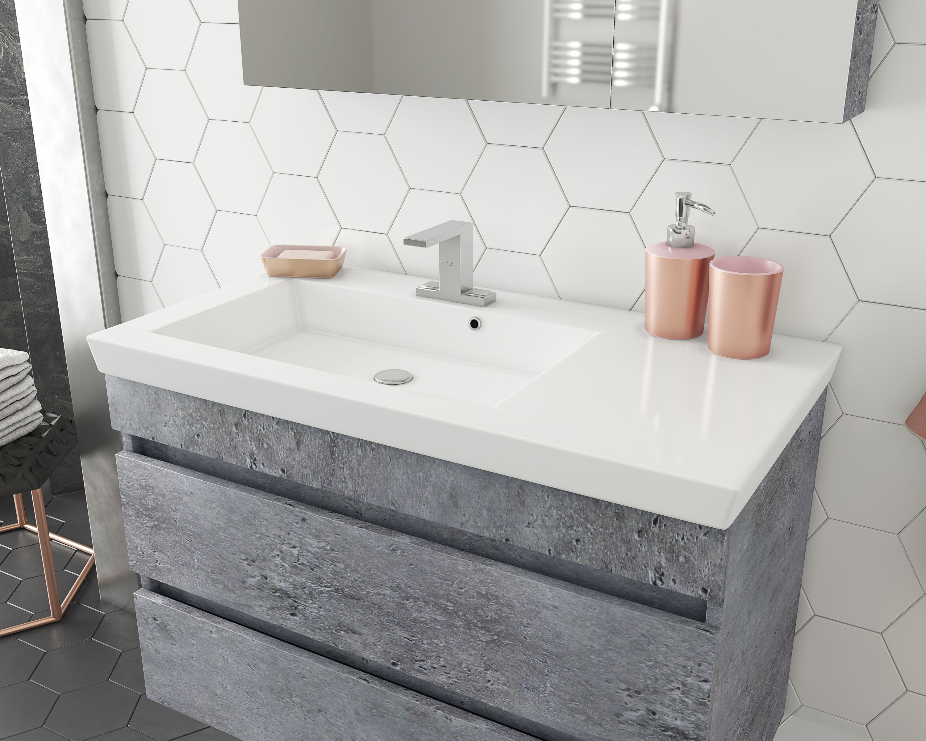 Belvedere Grey 30-inch Bathroom Vanity with Marble Top - Bed Bath