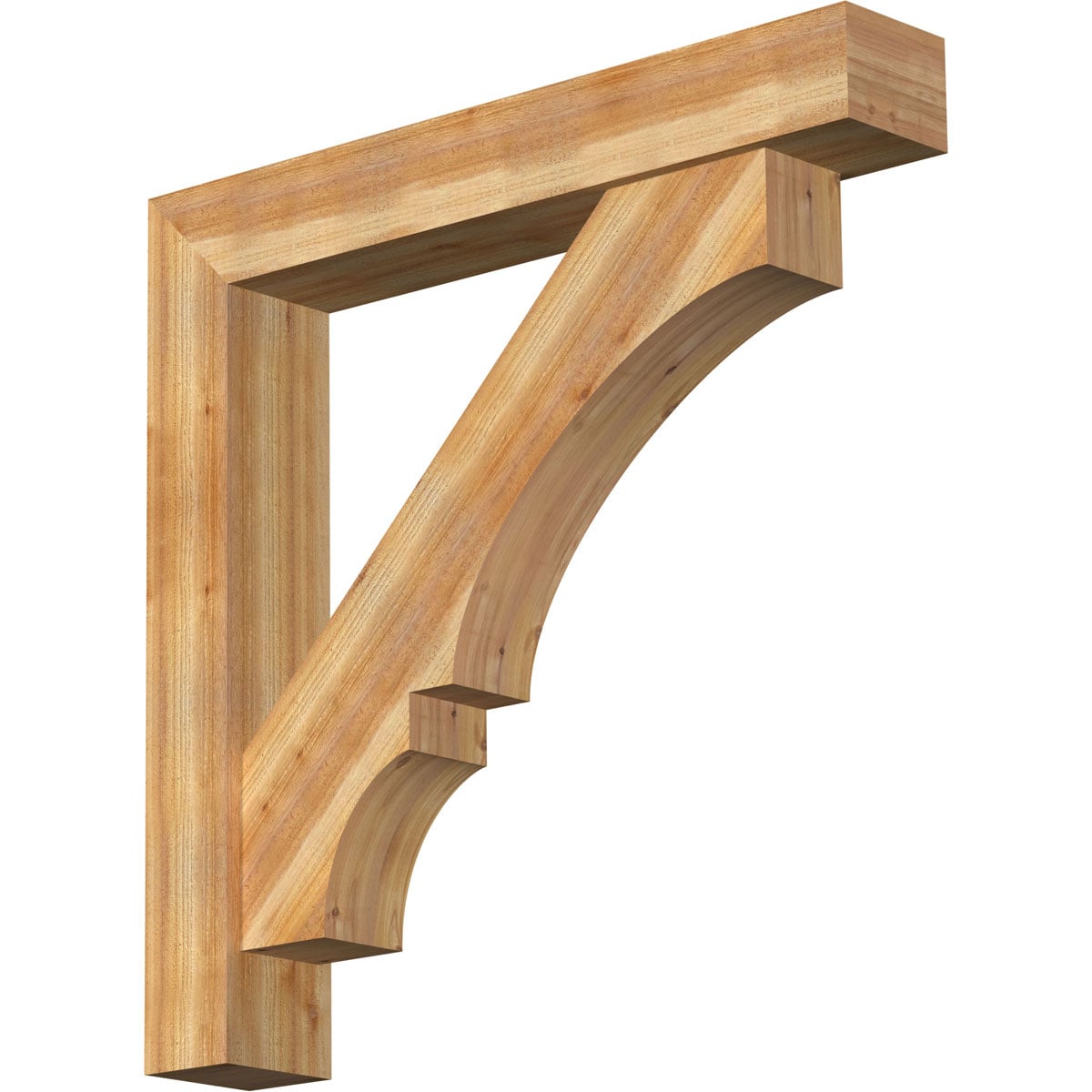 Ekena Millwork 1461904 Balboa Block Rough Sawn Bracket with Offset Brace 8-in x 48-in x 48-in Western red cedar Brown Wood Standard bracket