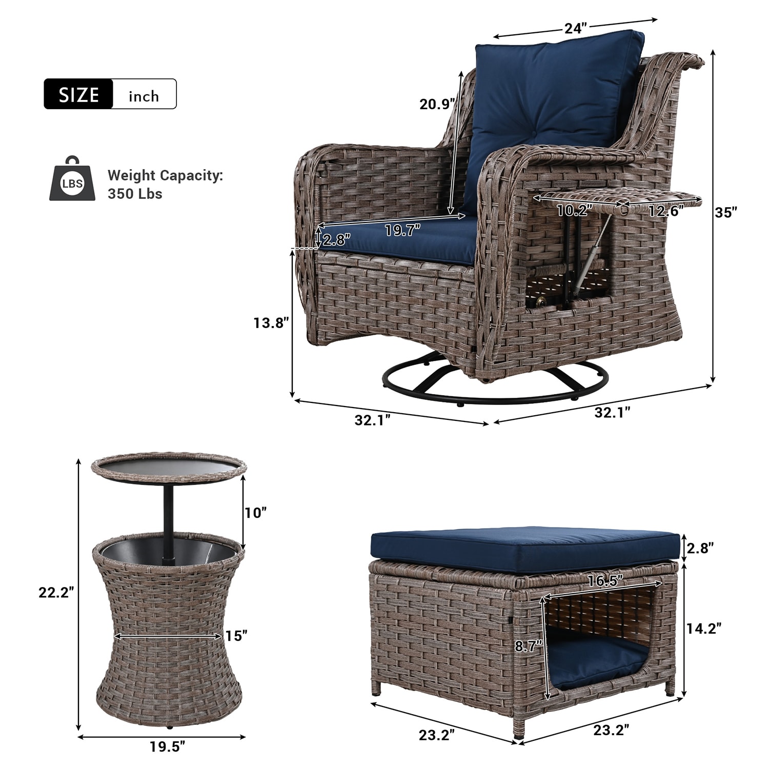 SINOFURN SYA100016BL Patio-Conversation-Sets - View #5