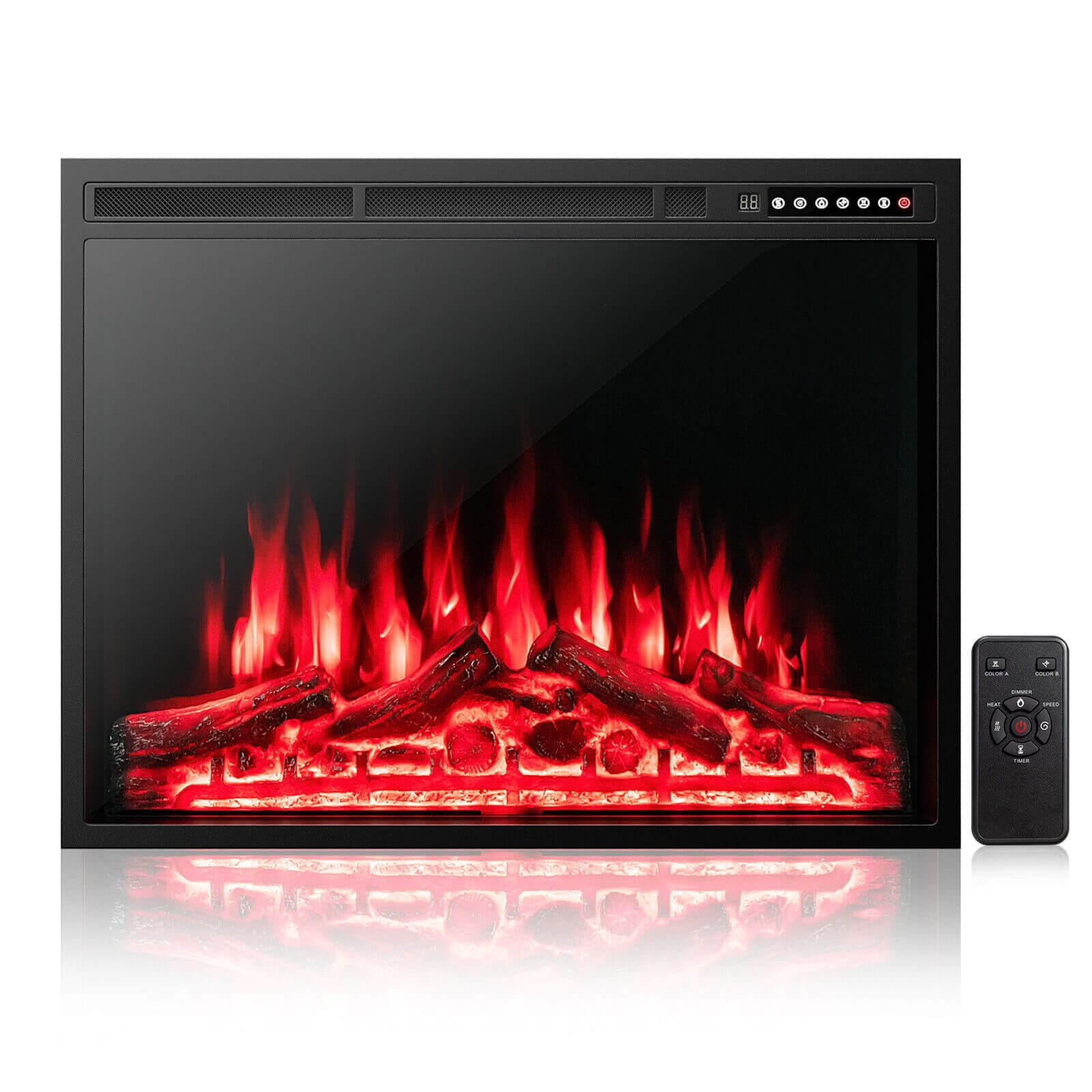 BABOOM BOM-10190-CO 34-Inches W Black Free standing Fan-forced Tabletop Electric Fireplace with Remote Control Included