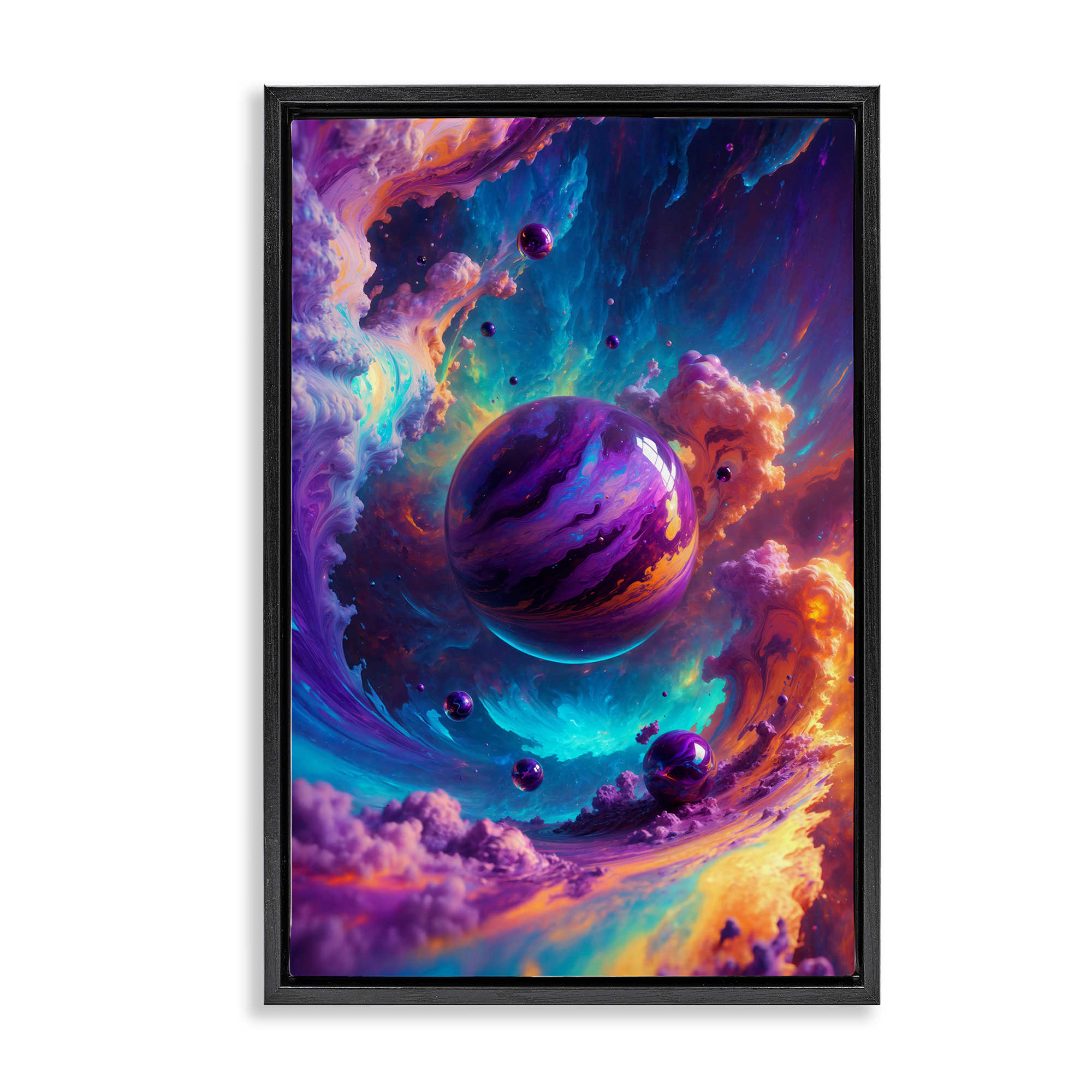 Stupell Industries BT-297-FFB-20X30 Surreal Planets with Chromatic Clouds Floating Frame design by Wumples