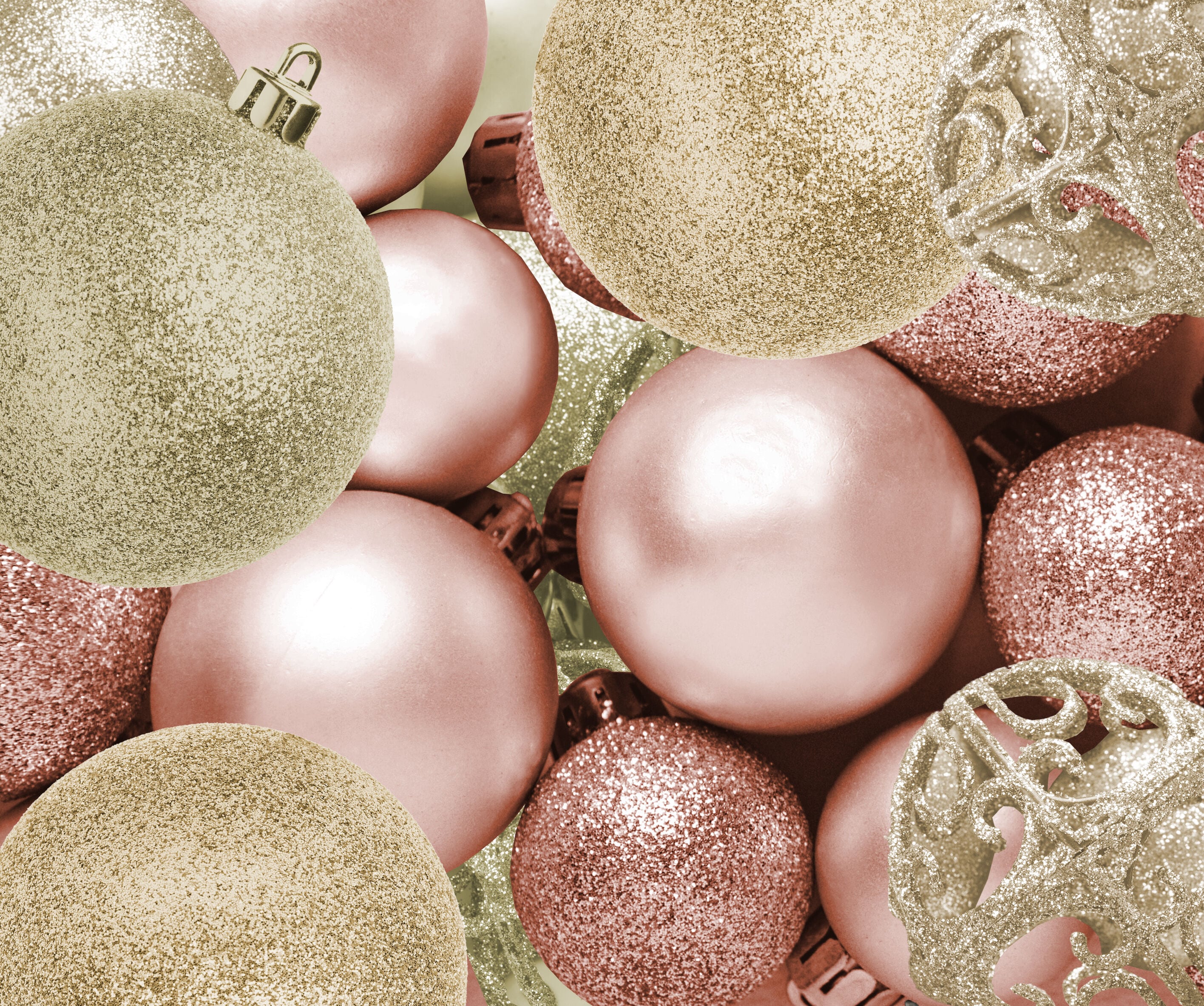 100-Piece Rose Gold and Gold Shatterproof Christmas Ornament Set
