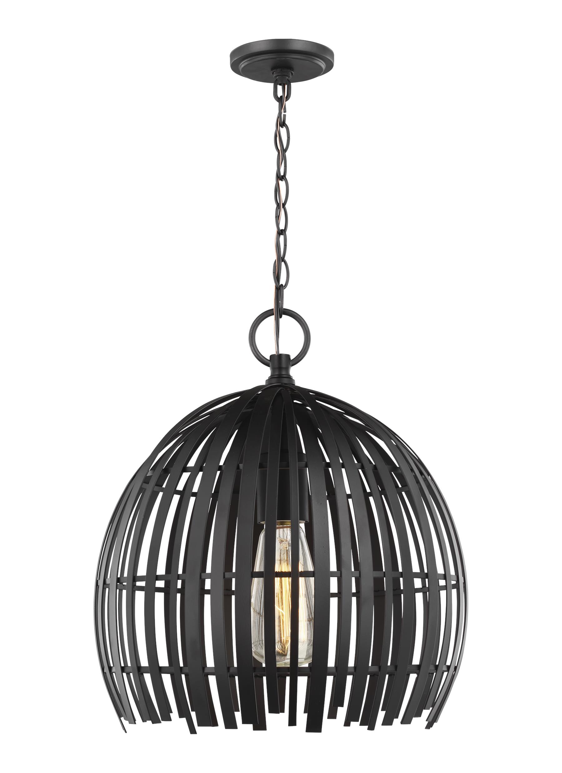 Generation Lighting 6522701-112 Hanalei 1 -Light Midnight Black Modern/contemporary Dome Small Hanging Pendant light