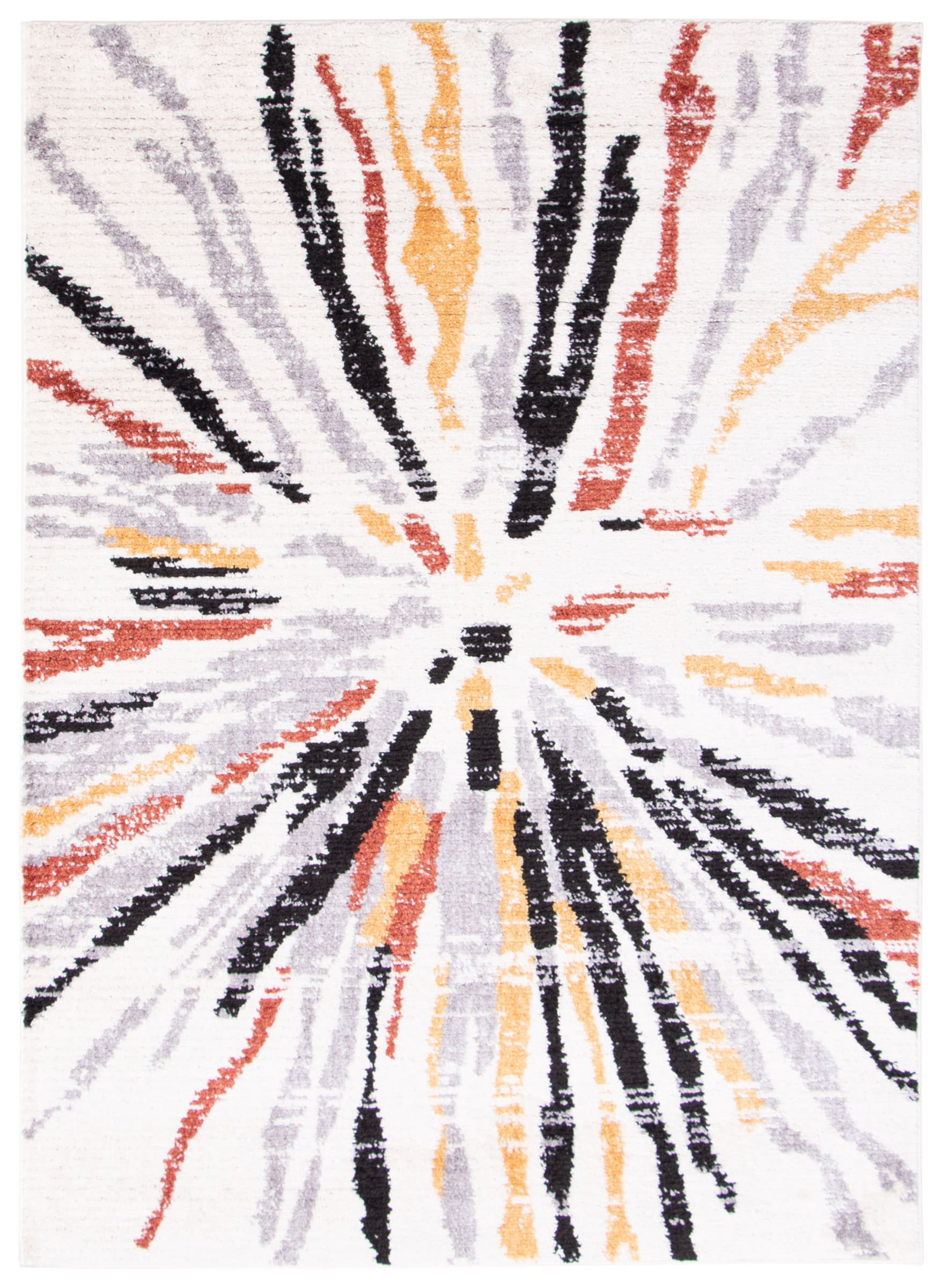 ECARPETGALLERY 358390 7 x 10 (ft) Polyester White/Gray Rectangular Indoor Abstract Area rug