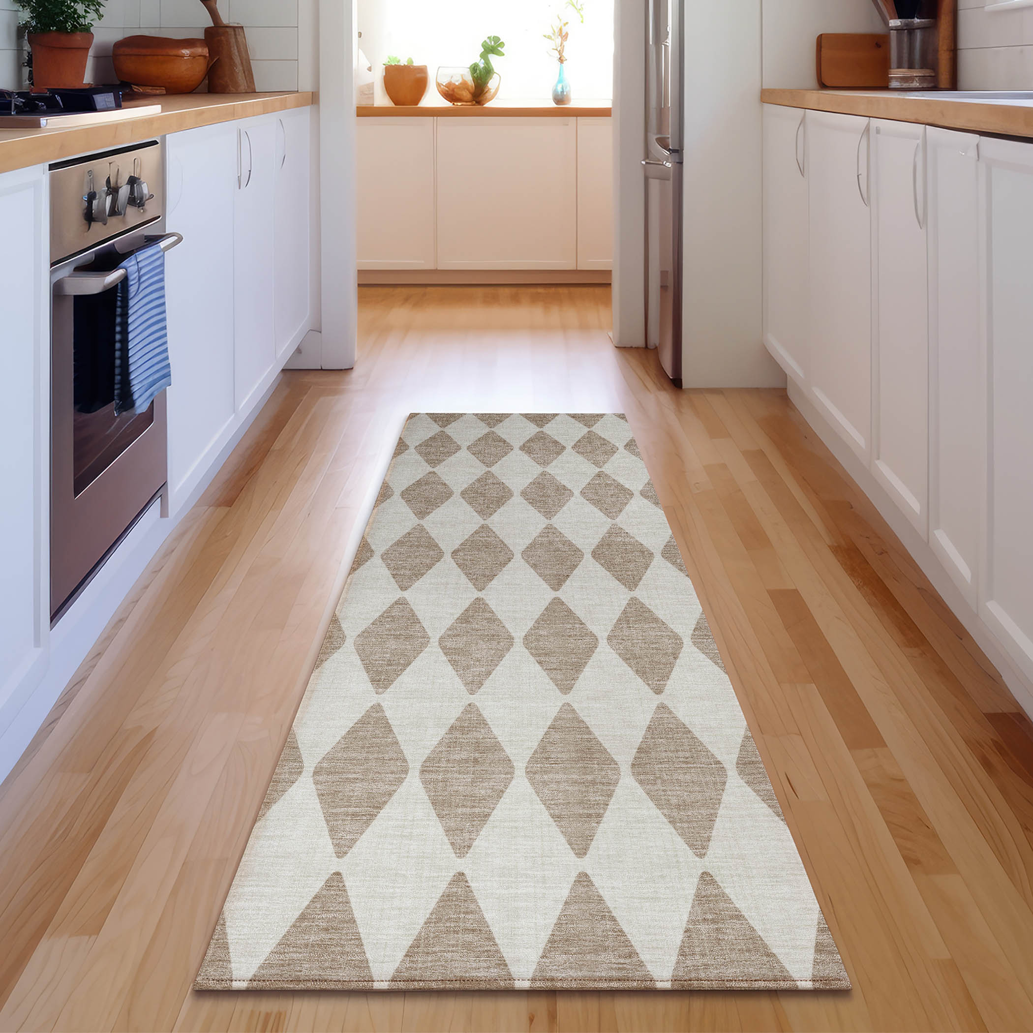 Addison Rugs AMF578TP2X8 Mayfield AMF578TP 2 x 7 (ft) Loomed Polyester Taupe Rectangular Indoor Geometric Machine washable Area rug