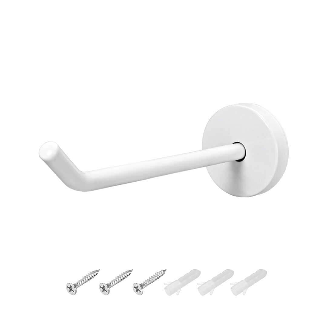 Unique Bargains S25093001UX3519 1Pcs Wall Mounted Hook Robe Hooks Single Towel Hanger With Screws Stainless Steel (4.53Inch White) - Thumbnail
