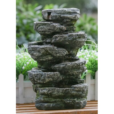 Cascading Fountian With Led Lights, Hometrends Garden Fountain With Led Lights