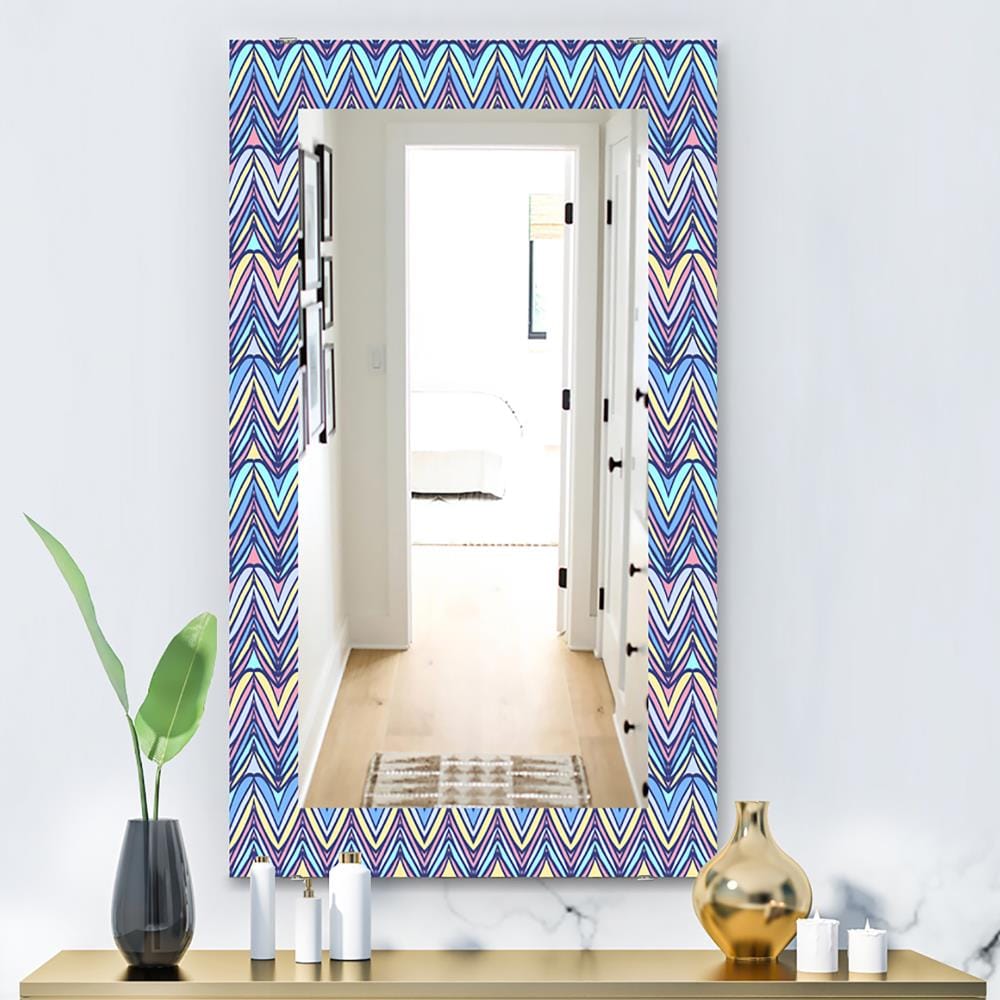 Designart Designart Mirrors 35.4-in W x 35.4-in H Blue Polished Wall ...