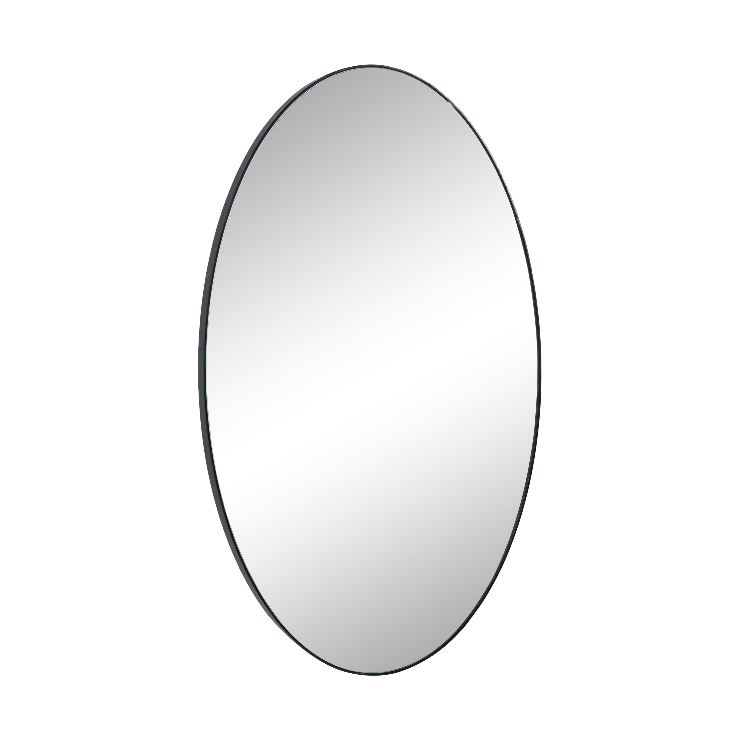 Grayson Lane 24-in W x 40-in H Round Black Oval Shaped with Thin  Minimalistic Framed Wall Mirror in the Mirrors department at