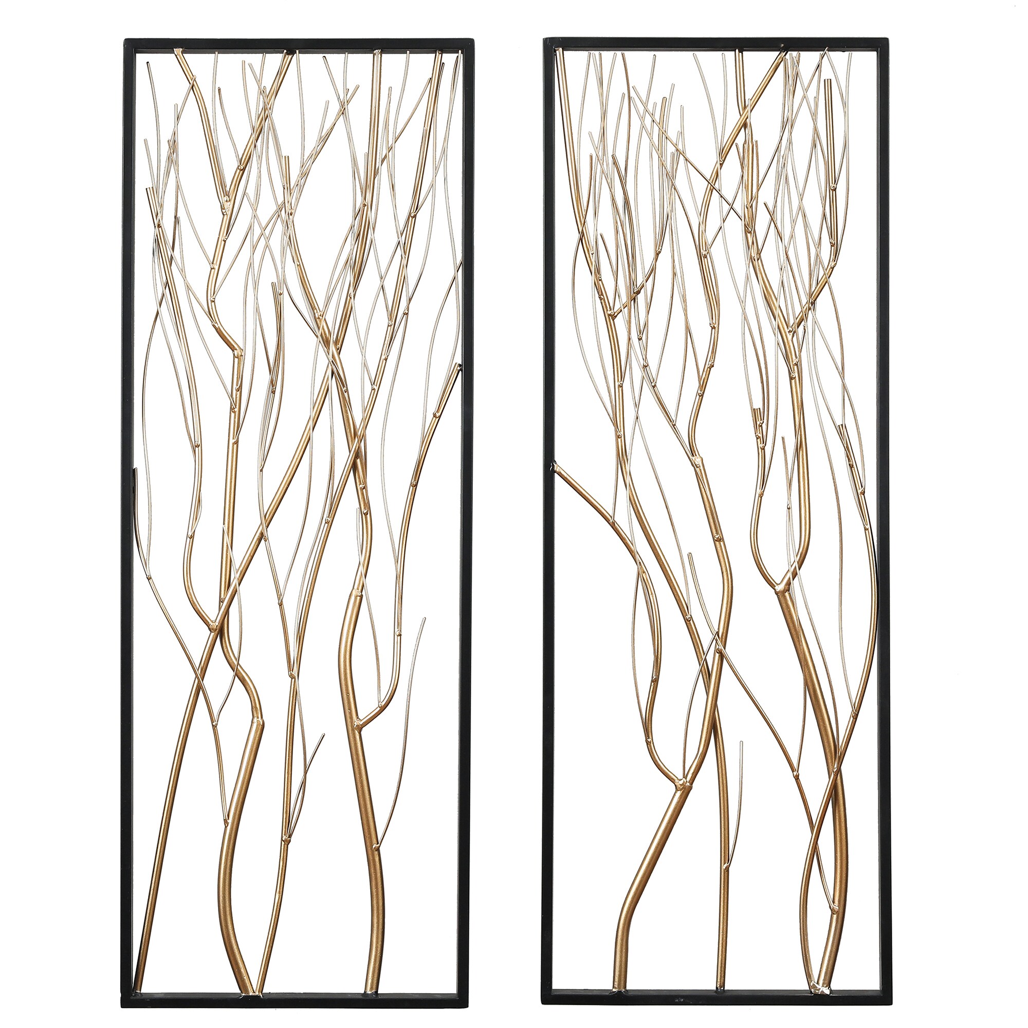 LuxenHome WHA930 13-Inches W x 36-Inches H Metal Abstract Floral Wall accent