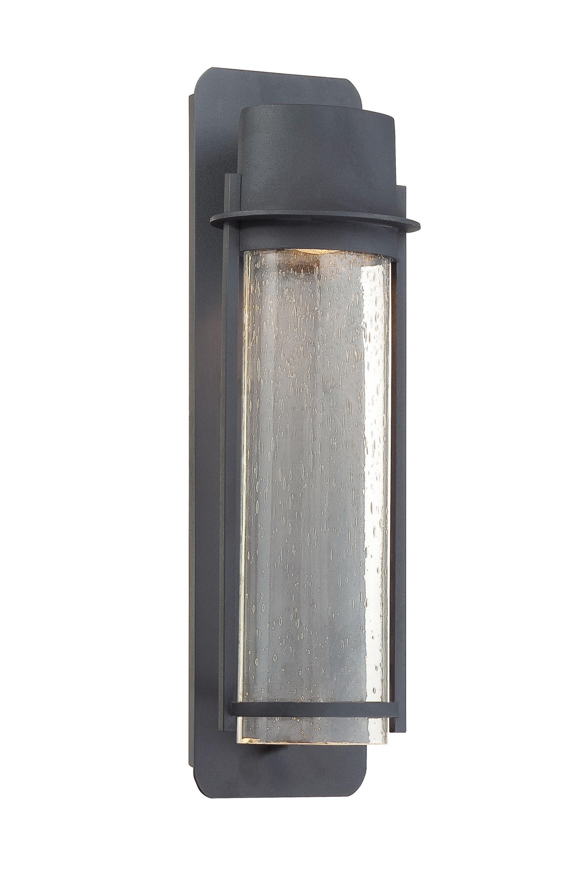 Black Bronze Cylinder Outdoor Wall Sconce with Seeded Glass