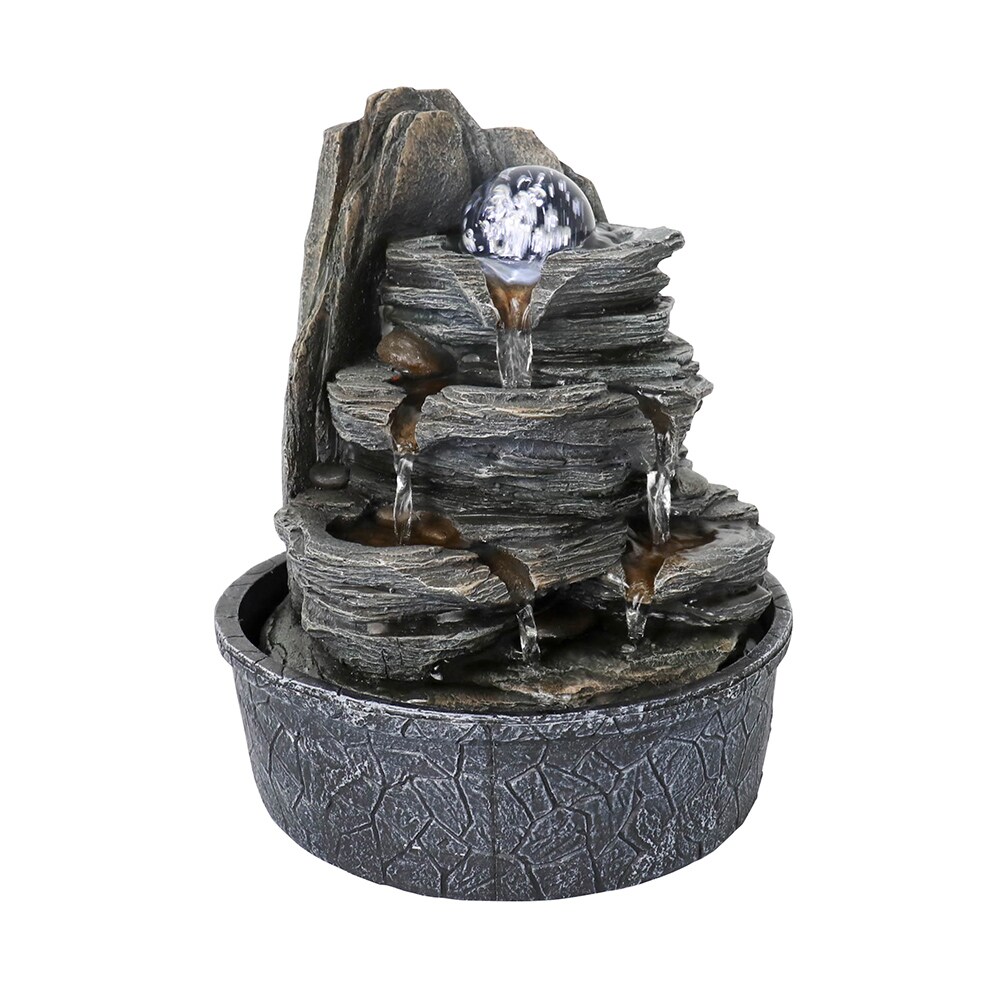 Watnature 9.8-in H Resin Rock Waterfall Outdoor Fountain Pump Included ...