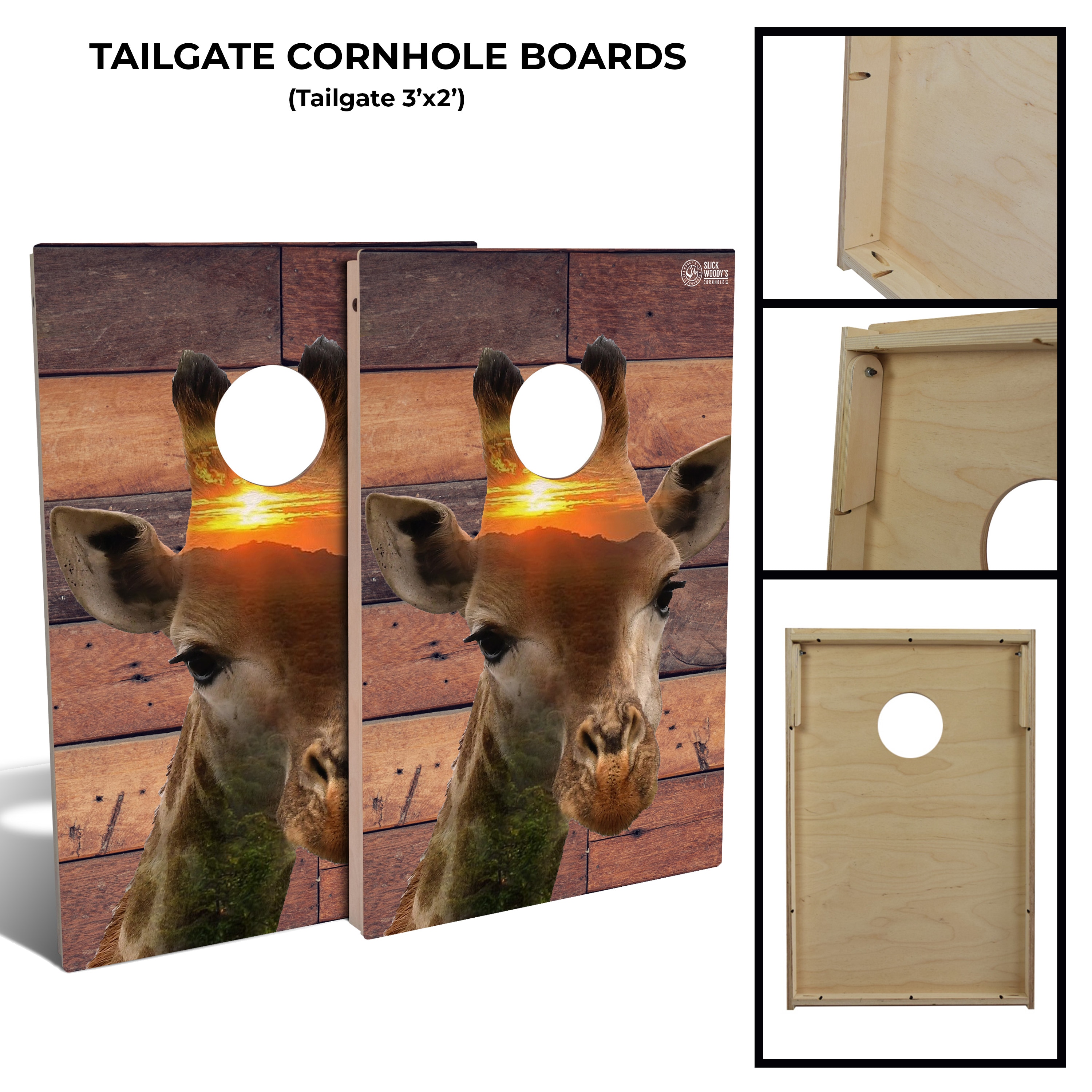 Slick Woody's Giraffe Tailgate Cornhole Board Set - Lightweight ...