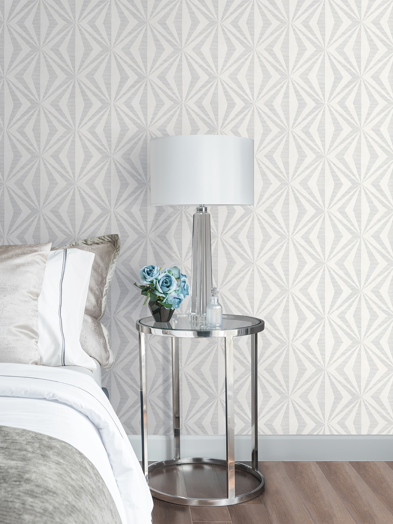 Silver Geometric Art Deco Washable Wallpaper