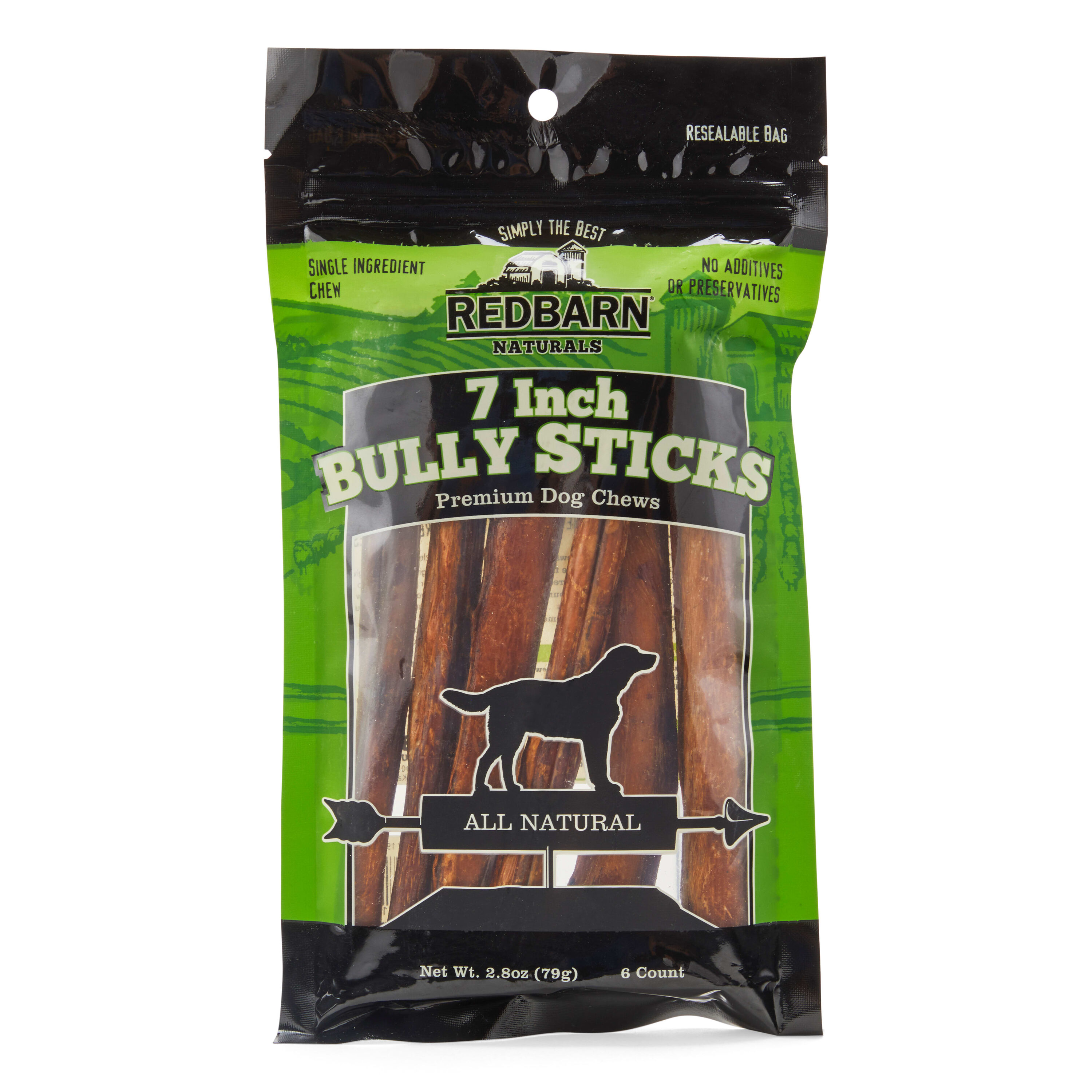REDBARN - Naturals Bully Sticks Dog Treats 7inch L 2.8 oz. Pack of 6