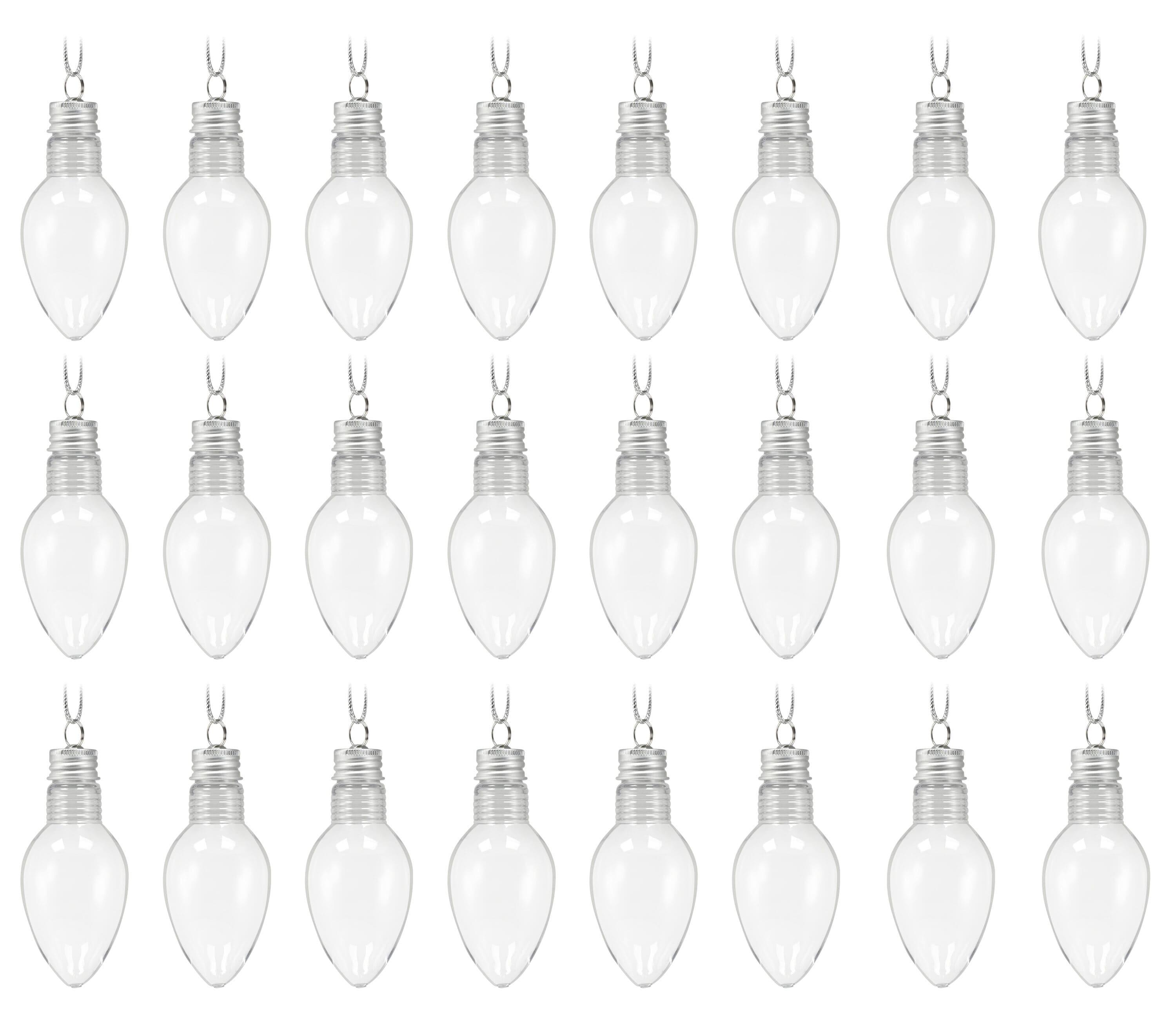 RN'D Toys Clear Fillable Ornaments - Shatterproof Transparent Plastic Craft  Ornament Bulb Decorations for DIY Christmas Light Bulb Ornament Set - Pack  of 24