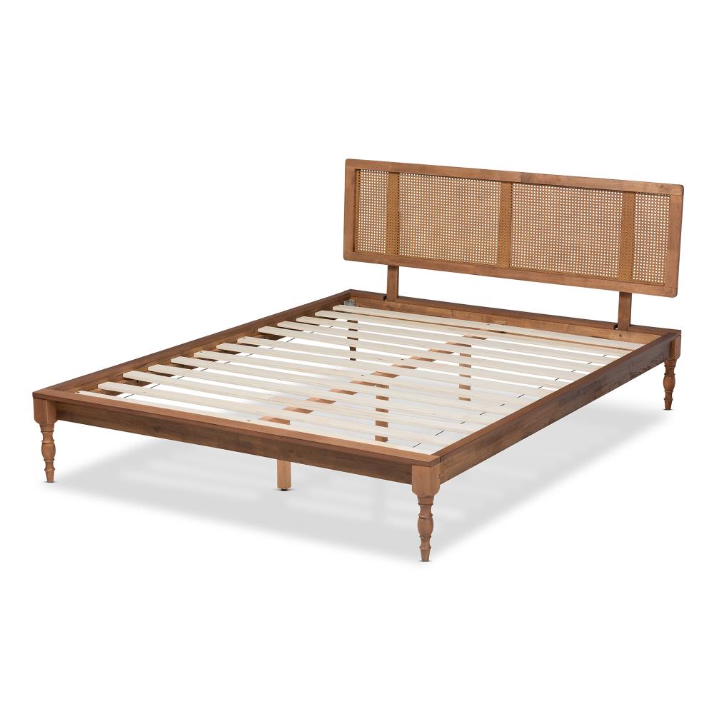 Baxton Studio Romy Ash Walnut Queen Wood Platform Bed in the Beds