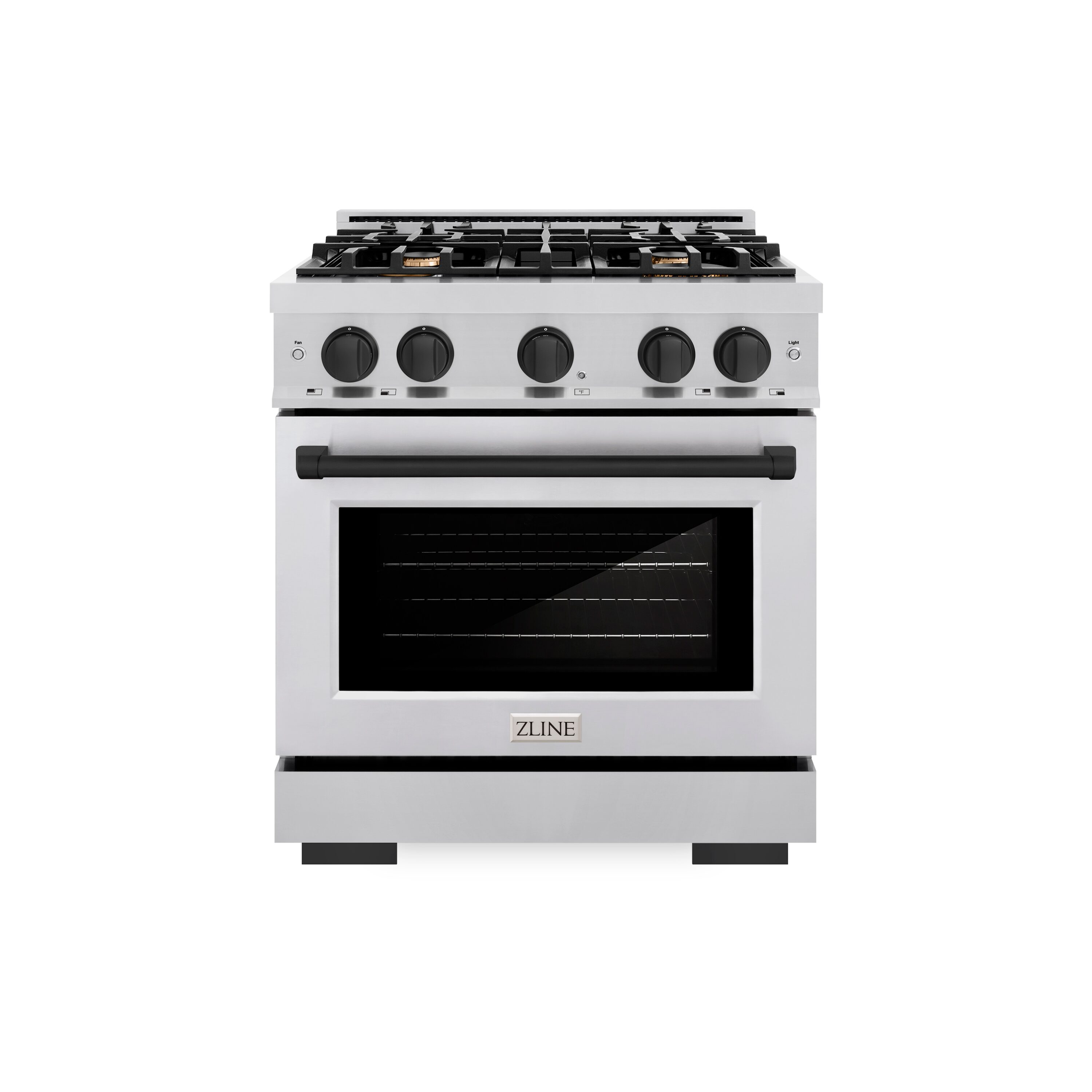 ZLINE KITCHEN & BATH HDRZ-30-MB Select 30-in Standard 4 burners Convection Oven Freestanding Dual Fuel Range ( Stainless Steel, Matte Black Accents )
