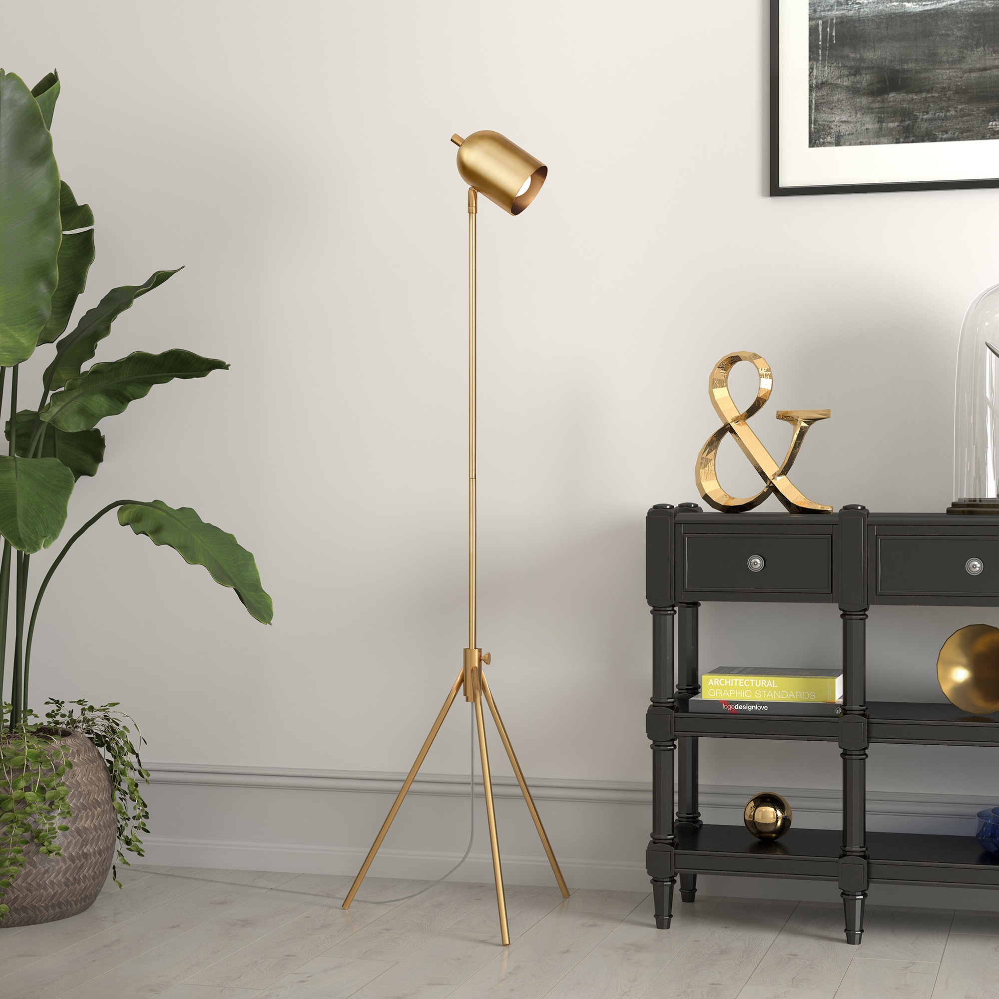 Hailey Home Henderson 62-in Brass Floor Lamp in the Floor Lamps department  at