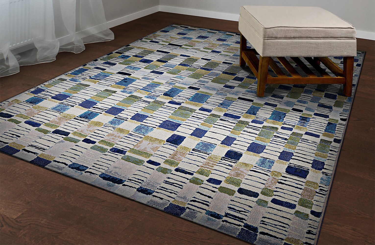 Couristan 63426151053076T Easton 5 x 7 (ft) Polypropylene Bone-Multi Rectangular Indoor Abstract Area rug