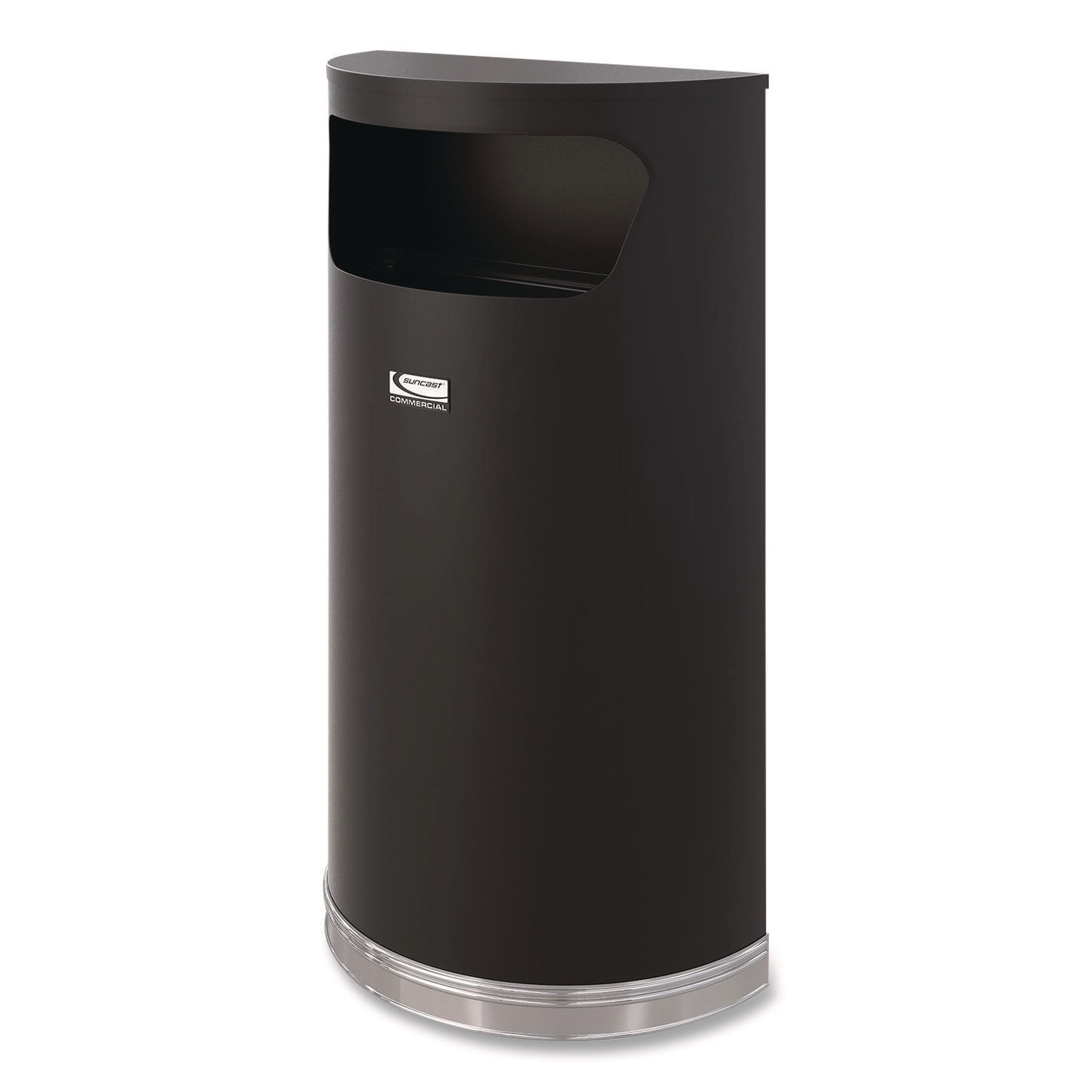 Suncast Half Round Metal Trash Can 9 gal Steel Black