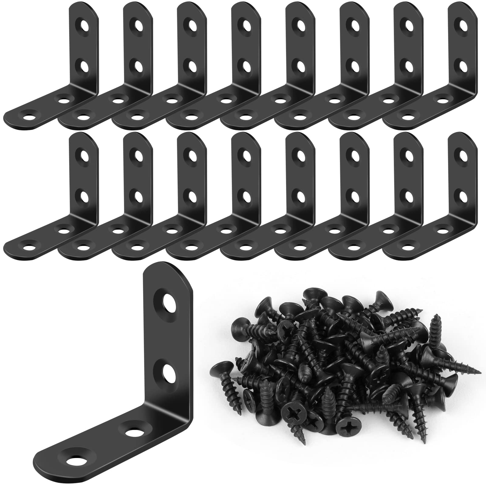 Aoibox Stainless Steel 90 Degree L Bracket Corner Brace Set with Screws 16 Pieces with 40 x 40 x 16 mm bracket size #LAB2RUUZ