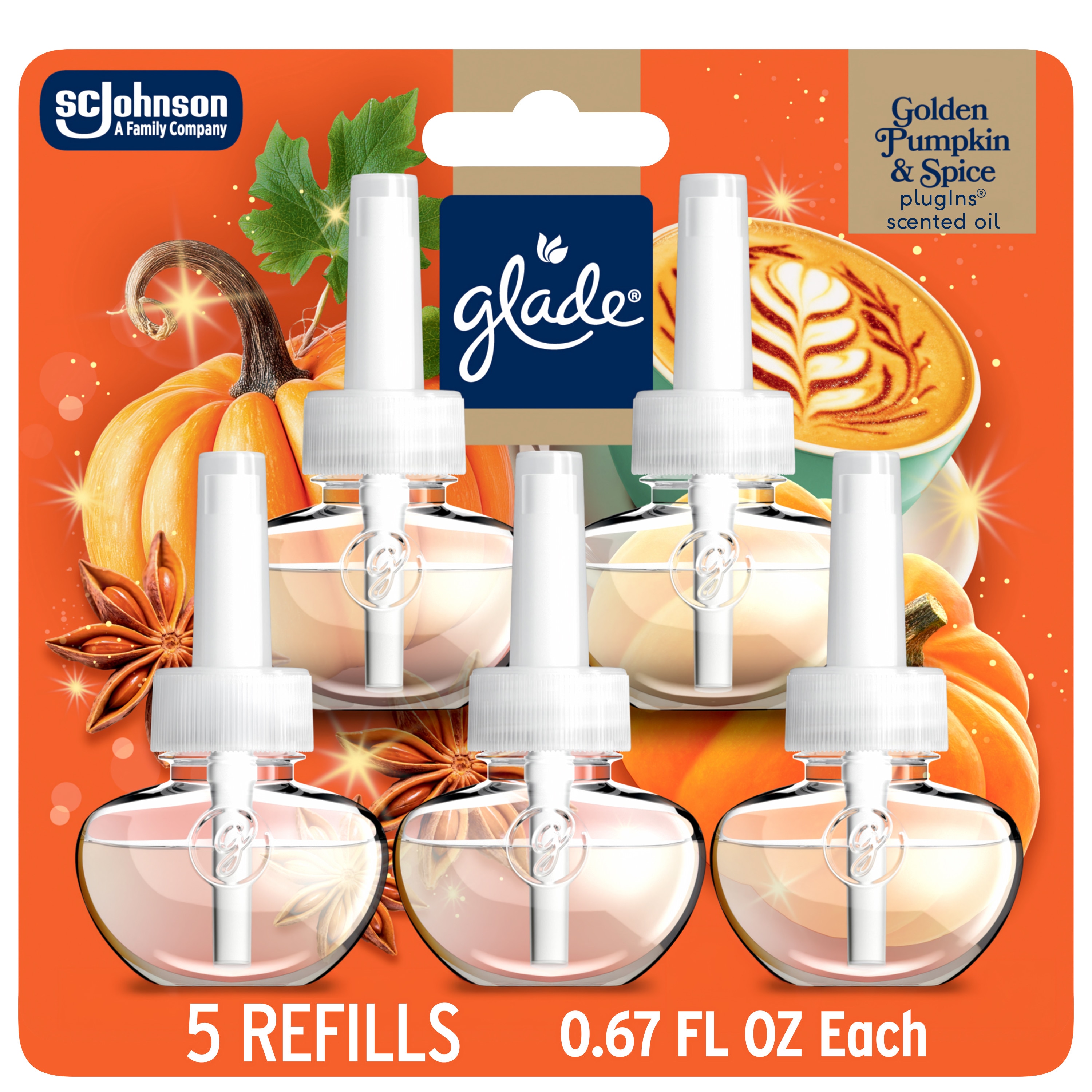 Glade - Fall 0.67 -fl oz Pumpkin and Ginger Refill Air Freshener 5 -Pack