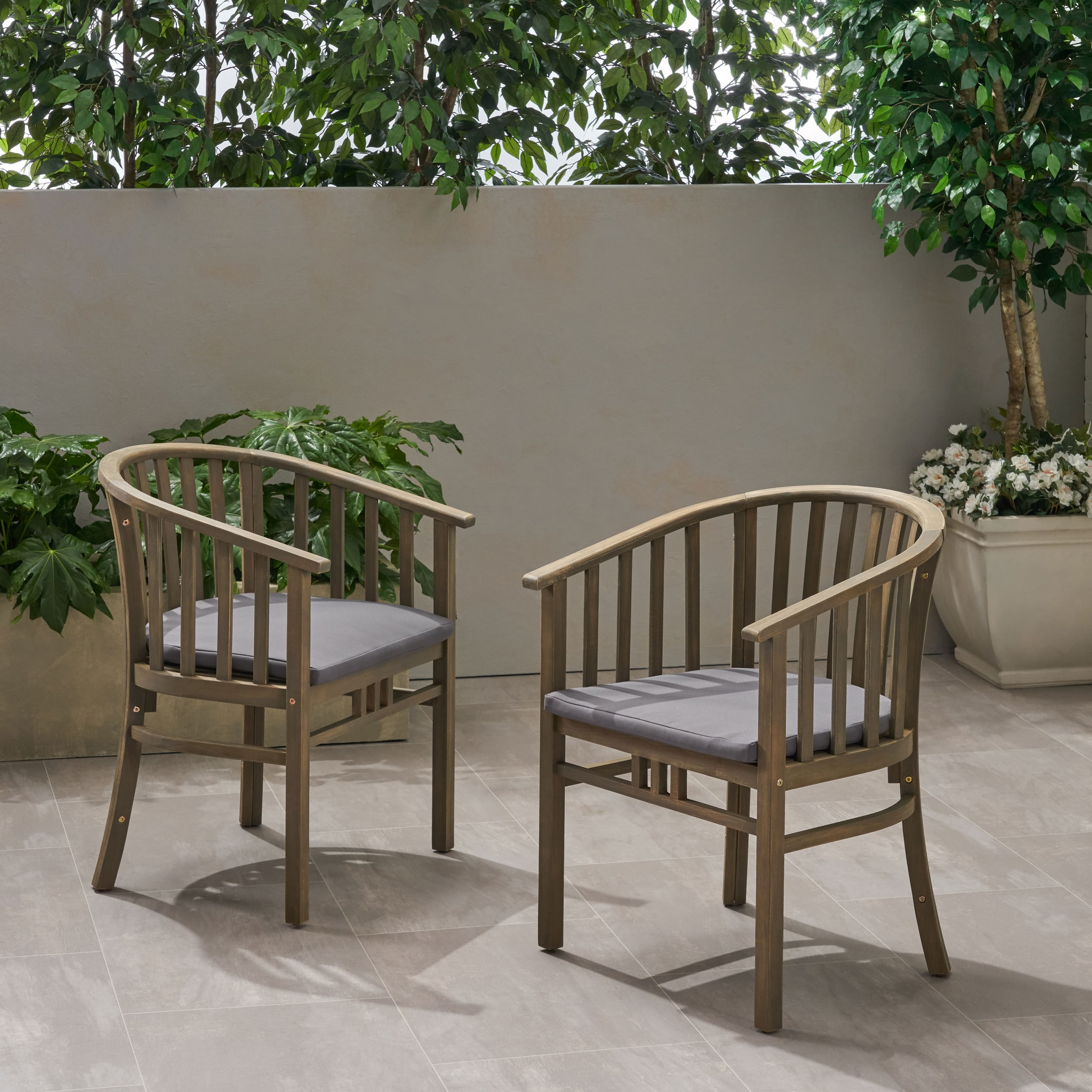 Moda Furnishings MD65491-GRY GIGI Set of 2 Gray Wood Frame Stationary Dining Chair with Dark gray Solid Seat
