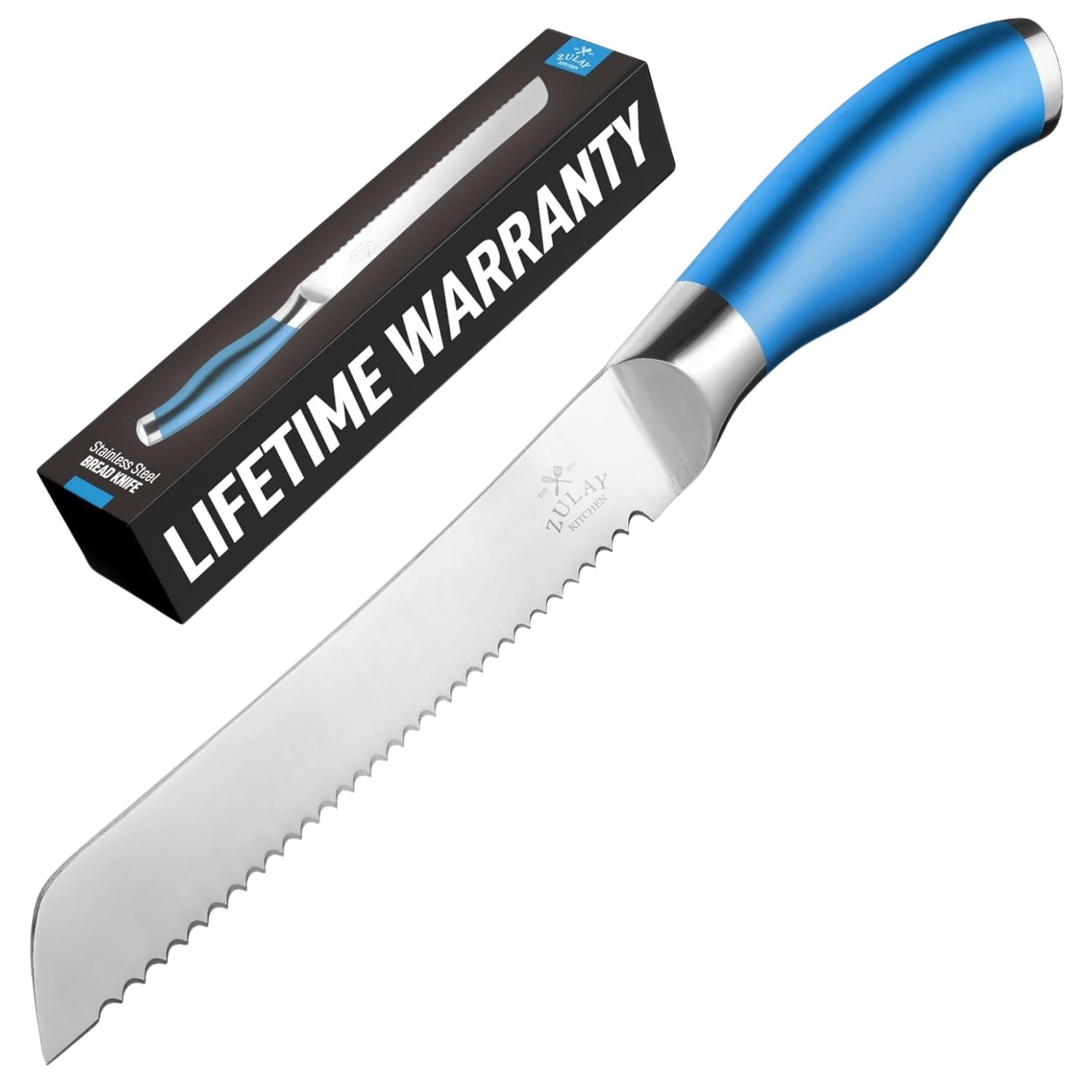 Zulay Kitchen 8 Inch Serrated Bread Knife Stainless Steel