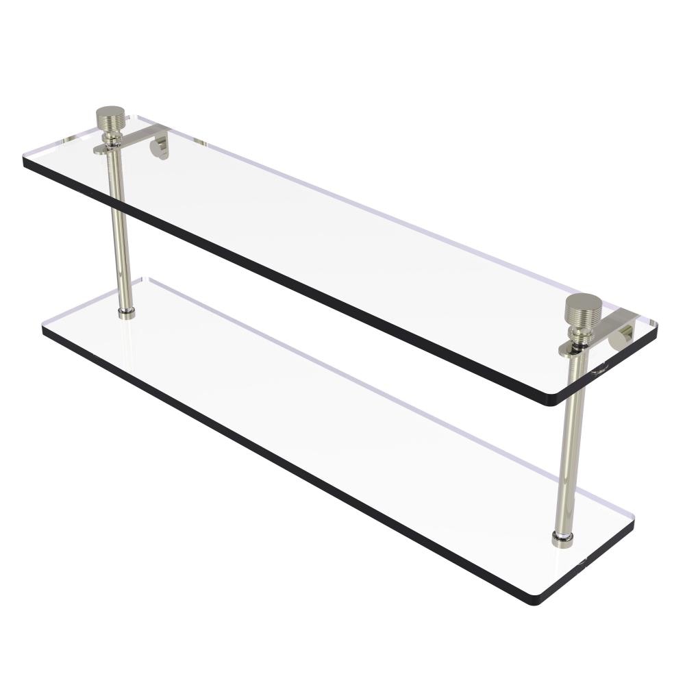 Allied Brass FT-2/22-PNI Foxtrot Polished Nickel 2 -Tier Wall mount Bathroom Shelf ( 22-in x 8-in x 5-in )