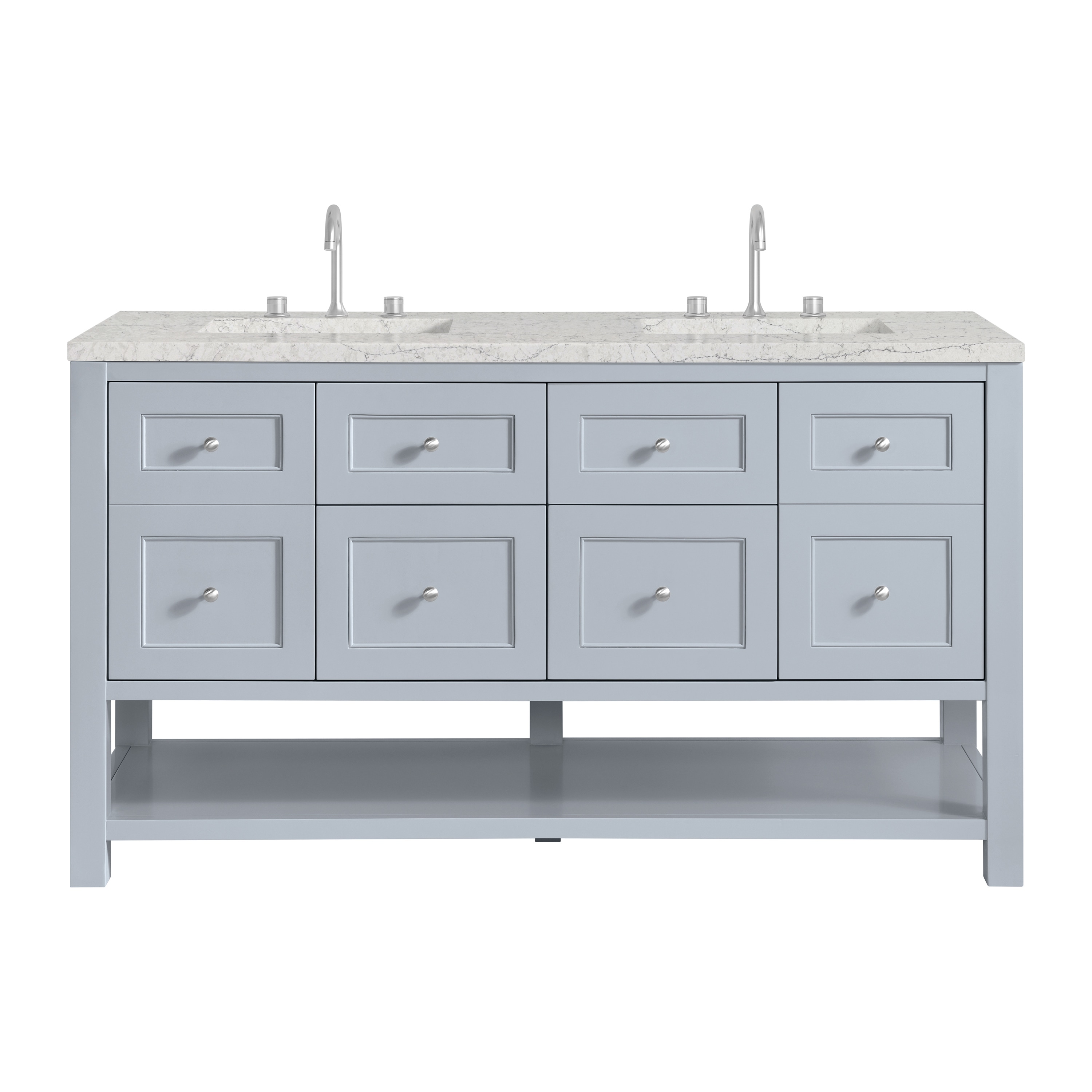James Martin Vanities 330-V60D-SRB-3EJP Breckenridge 60-in Serenity Blue Undermount Double Sink Bathroom Vanity with Eternal Jasmine Pearl Quartz Top