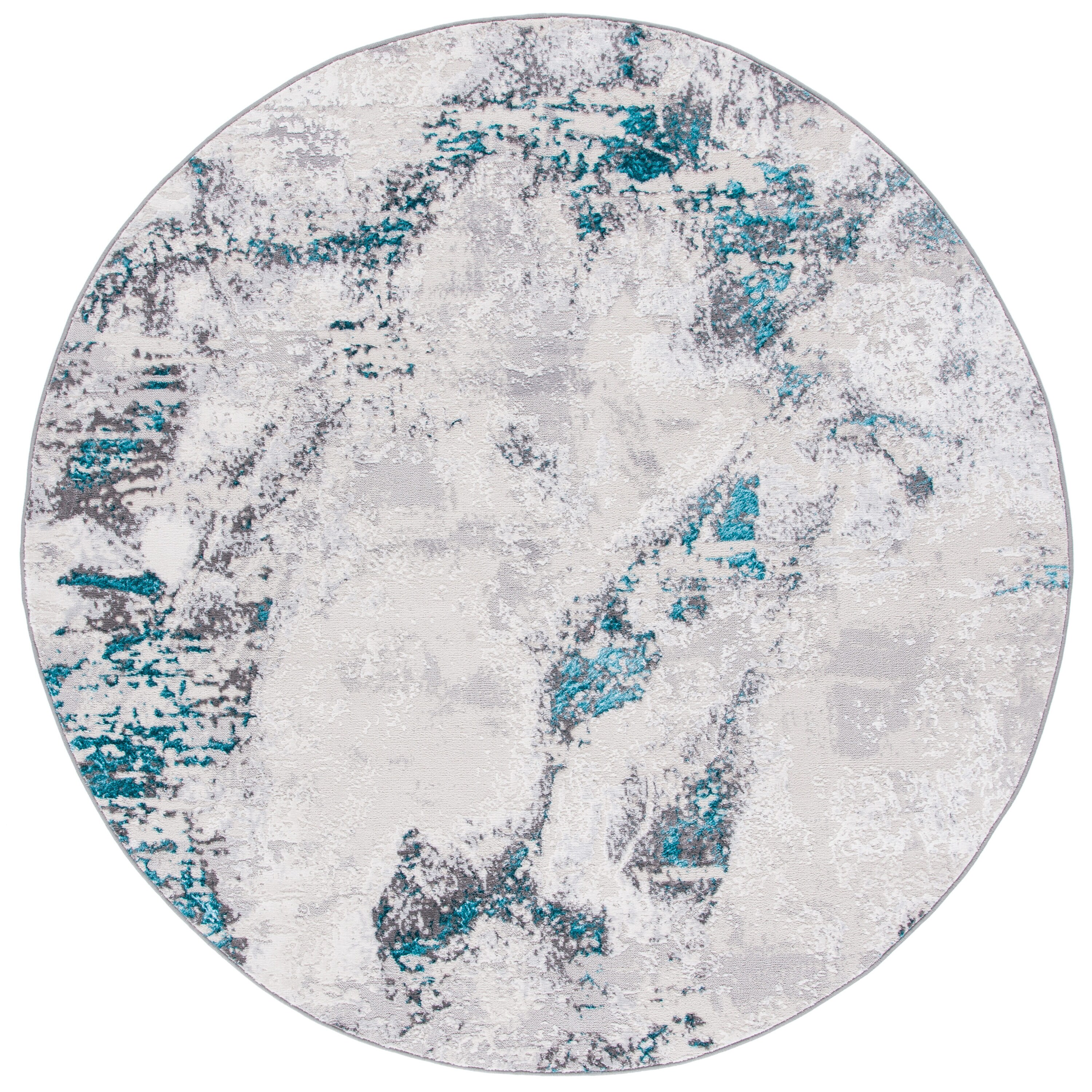Safavieh Amelia Ayten Loomed Synthetic Gray/Turquoise Round Indoor Mid ...