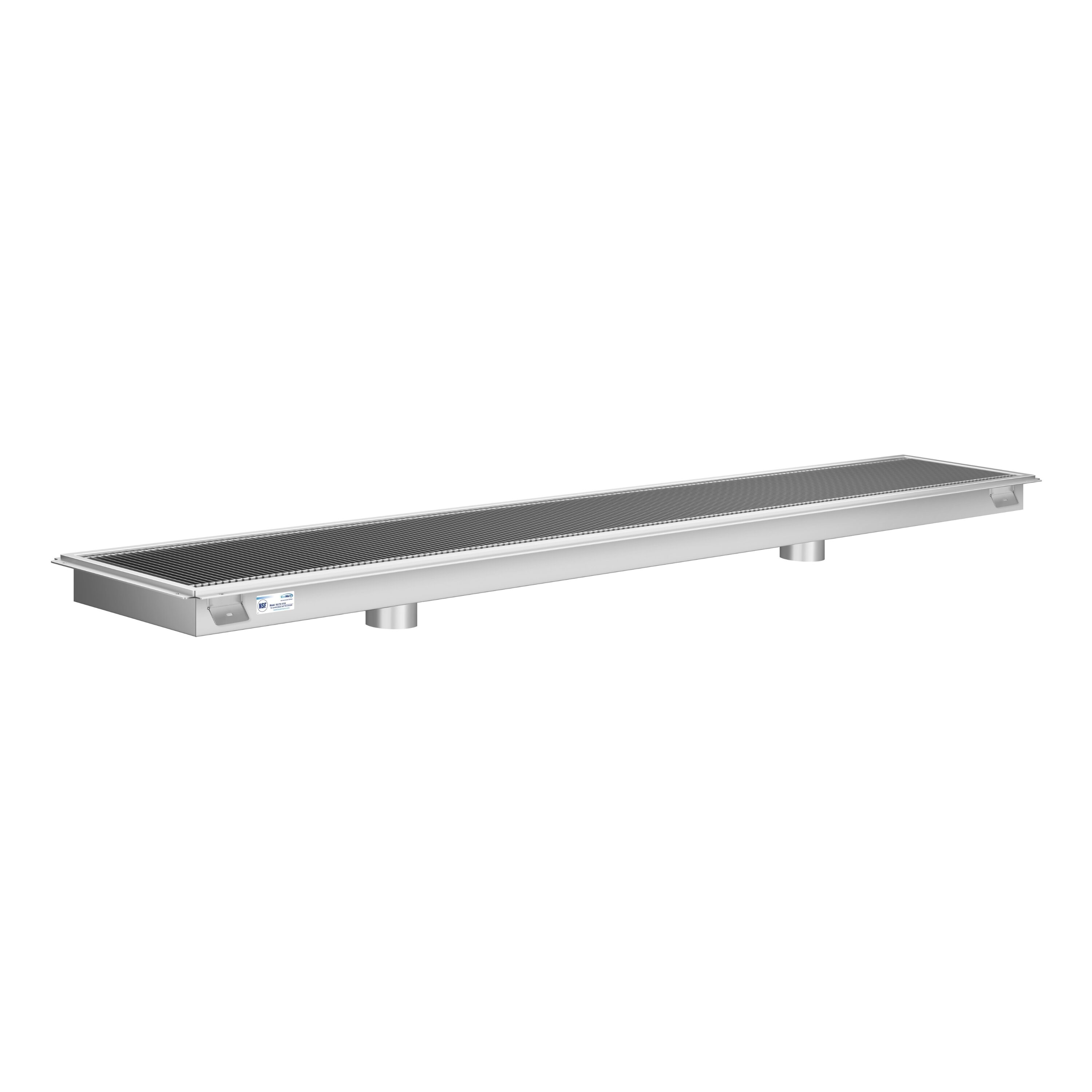 KoolMore LOW-KM-FTG-18108 18" x 108" Stainless Steel Floor Trough Drain, 14-Gauge with Subway-Style Grating & Removable Drain Basket, NSF Listed (KM-FTG-18108)