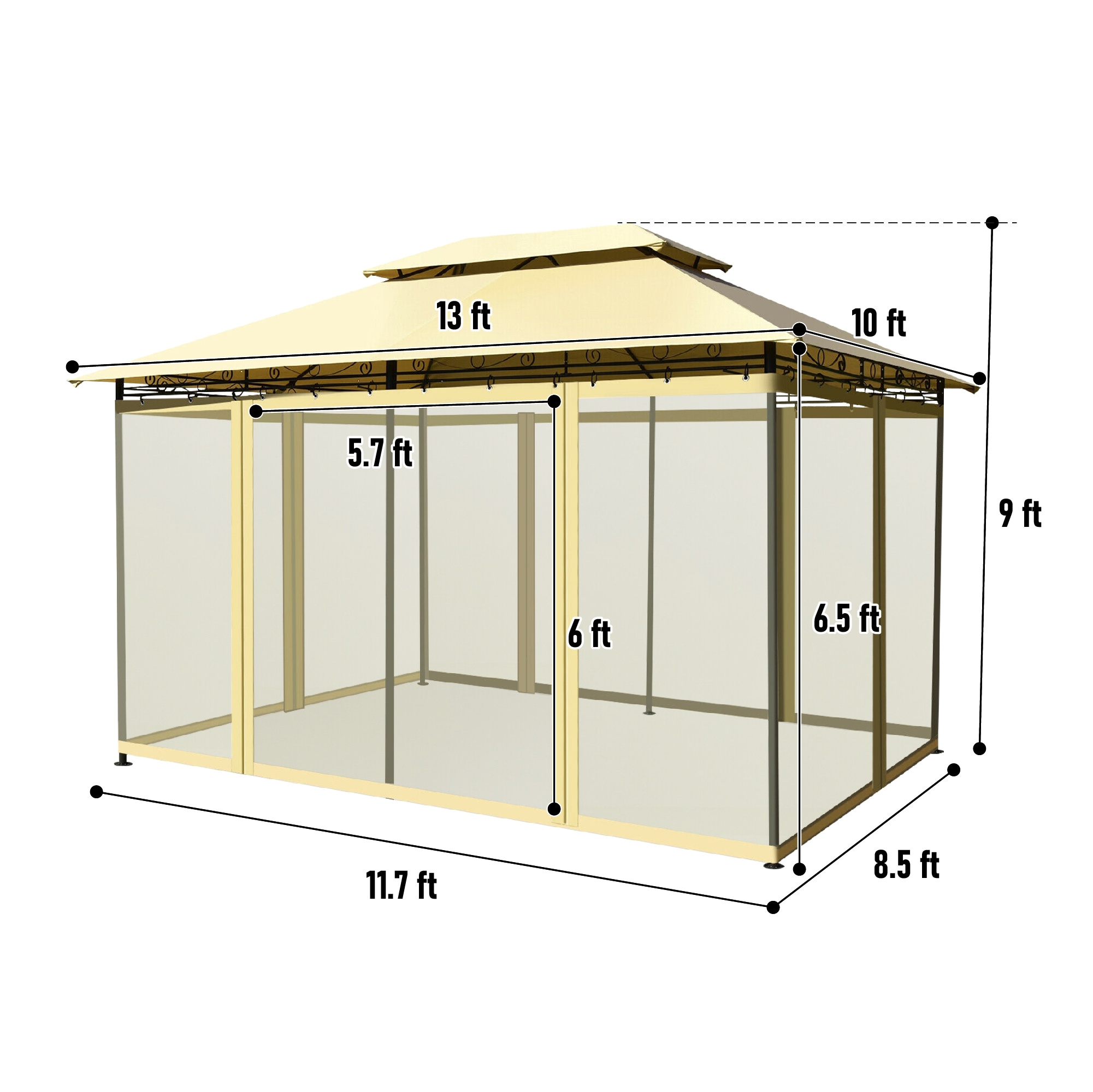 WELLFOR TDG10354BE Wood-Resin-Gazebos - View #2