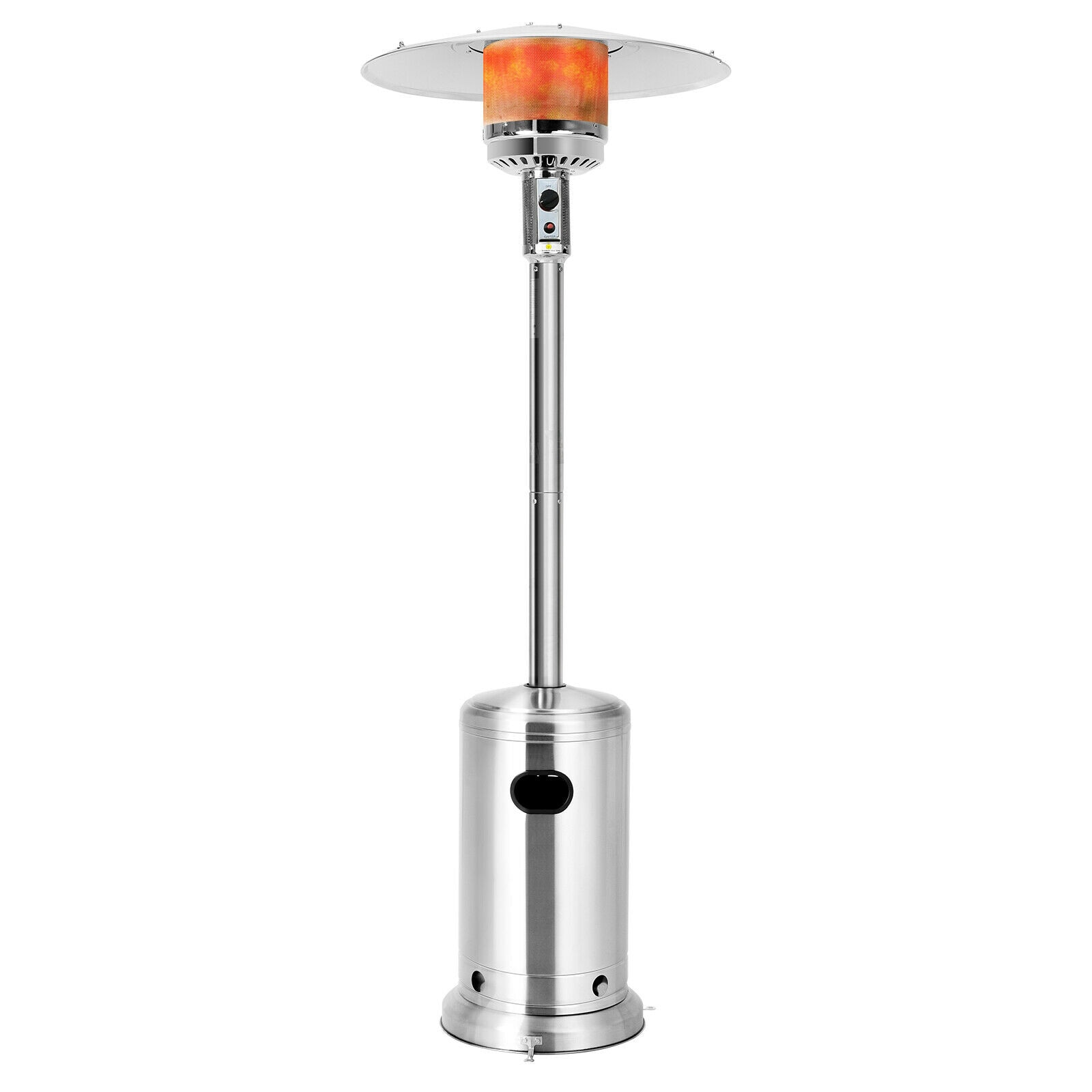 Costway - 47476 BTU Propane Patio Heater Standing Steel with Wheels Silver